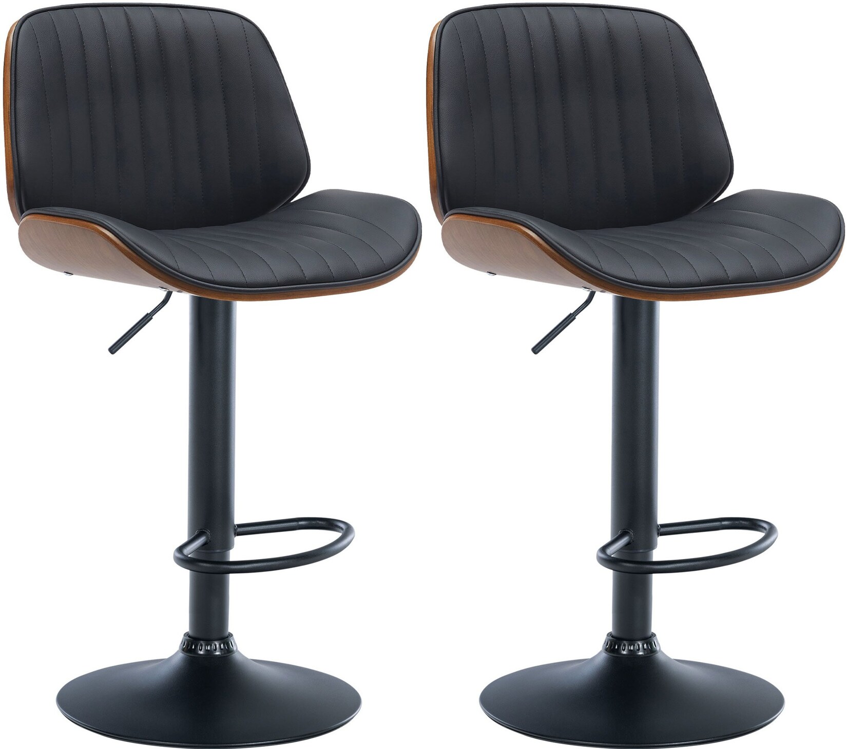 CLP 2er Set Barhocker Nova Kunstleder Farbe: walnuss/schwarz