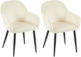 CLP 2er Set Esszimmerstuhl Boise Samt I Küchenstuhl Mit Armlehnen Und Stabilem Metall-Gestell 