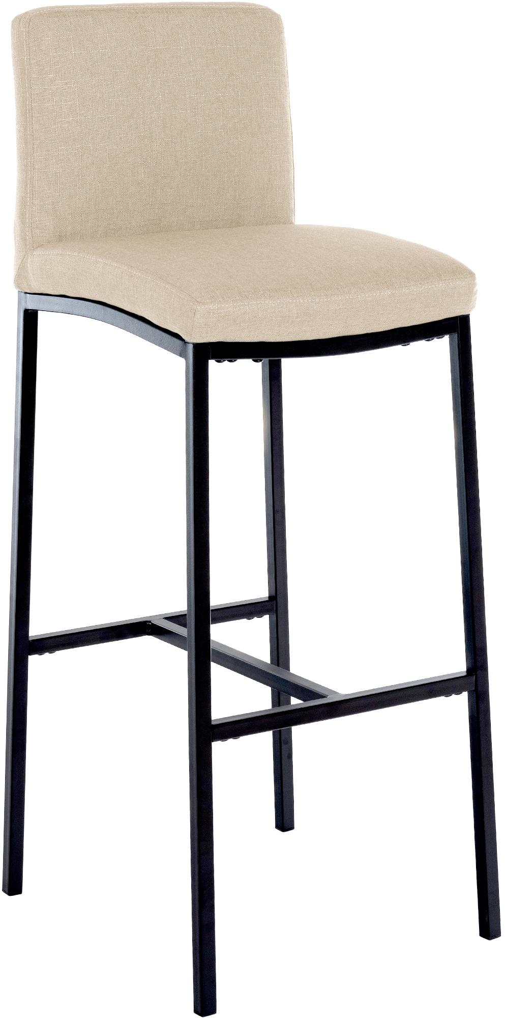 CLP Barhocker mit Lehne Freeport, Barstuhl gepolstert, moderner Tresenstuhl mit Metallgestell matt-schwarz und Fu&szlig;ablage 