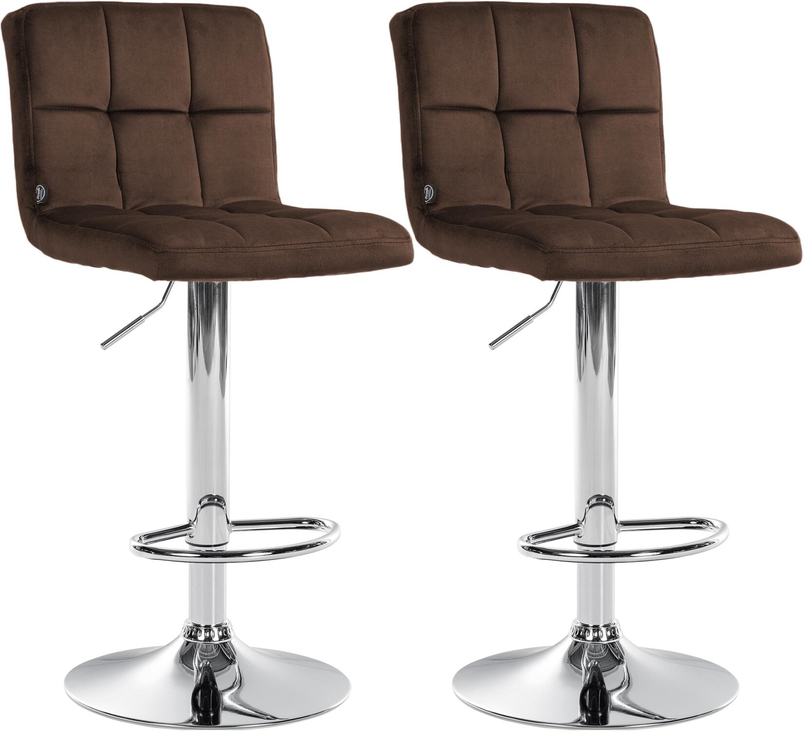 CLP 2er Set Barhocker Peru Samt chrom Farbe: braun, Gestell Farbe: chrom