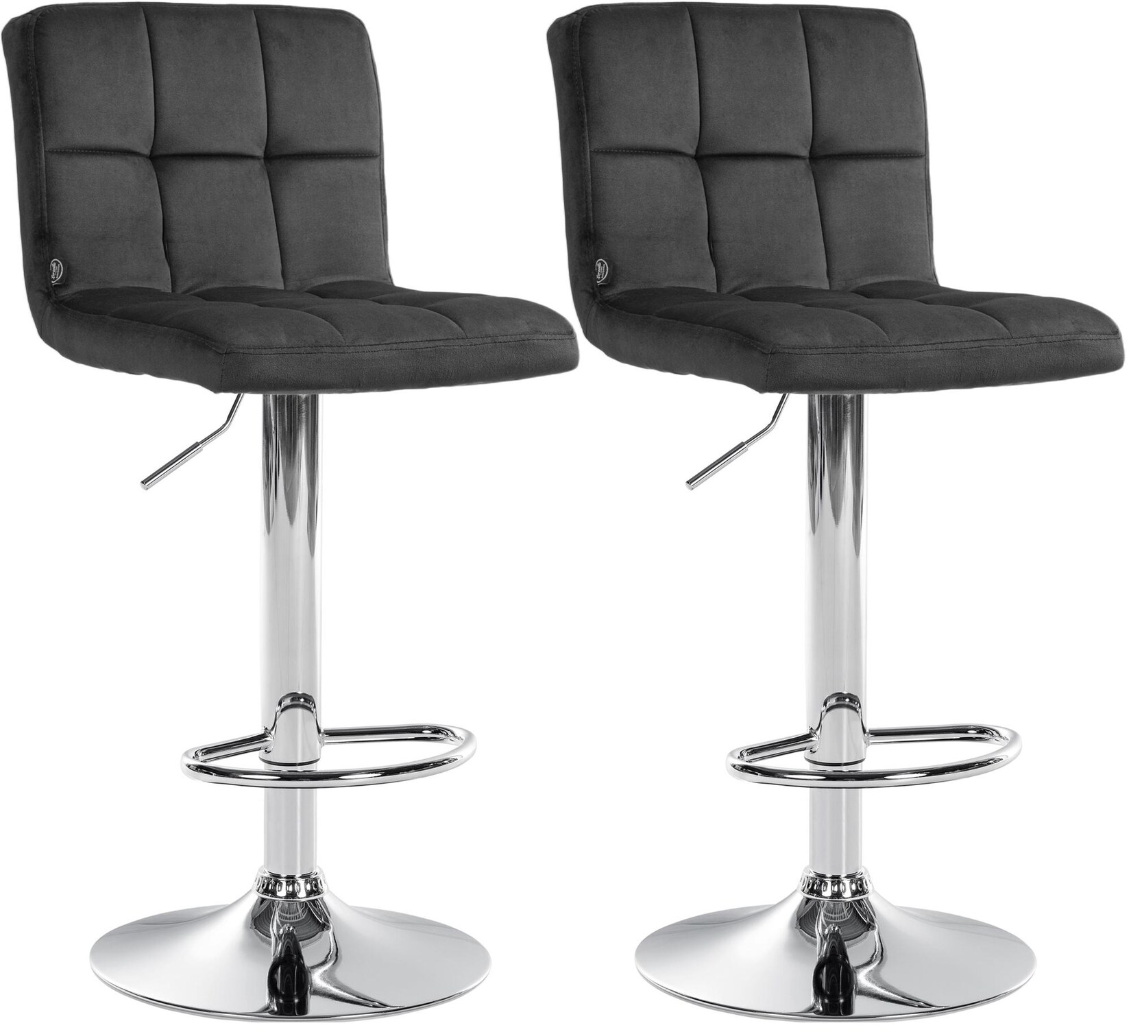 CLP 2er Set Barhocker Peru Samt chrom Farbe: dunkelgrau, Gestell Farbe: chrom