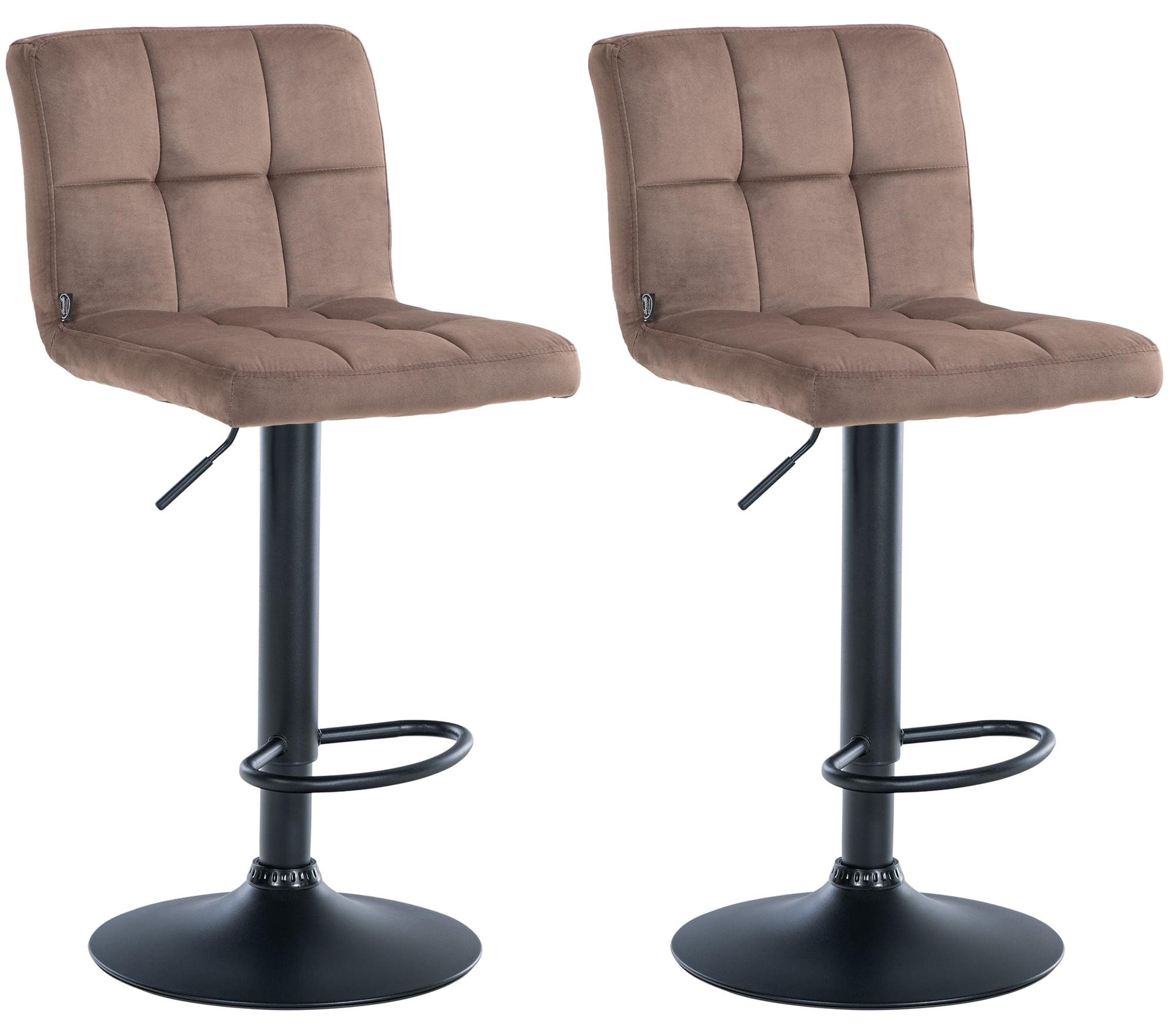 CLP Barhocker 2er Set h&ouml;henverstellbar mit Lehne Peru, Barst&uuml;hle gepolstert Samtbezug, Tresenst&uuml;hle mit Metallgestell drehbar - Bild 1