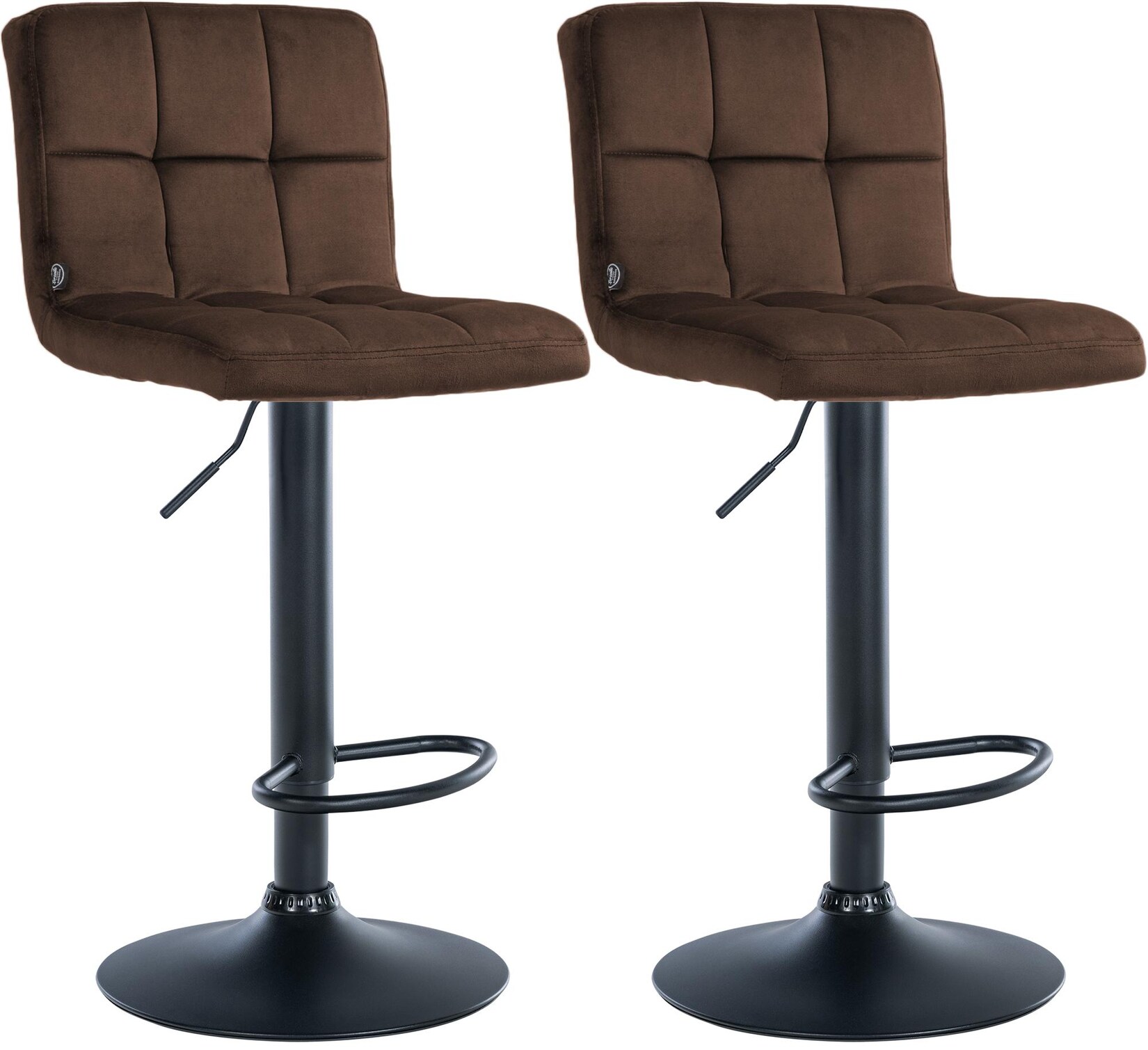 CLP 2er Set Barhocker Peru Samt schwarz Farbe: braun, Gestell Farbe: schwarz