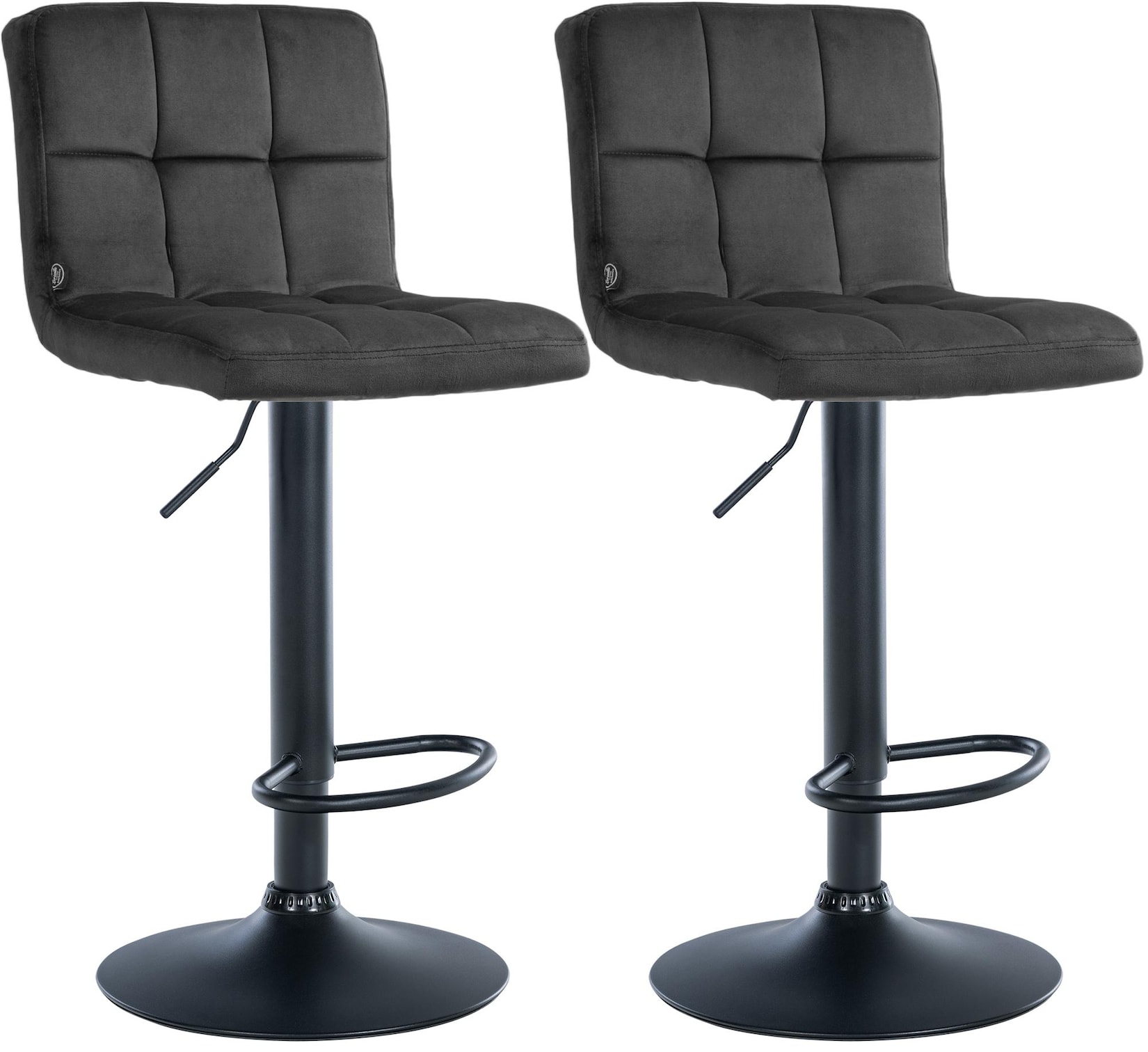 CLP 2er Set Barhocker Peru Samt schwarz Farbe: dunkelgrau, Gestell Farbe: schwarz