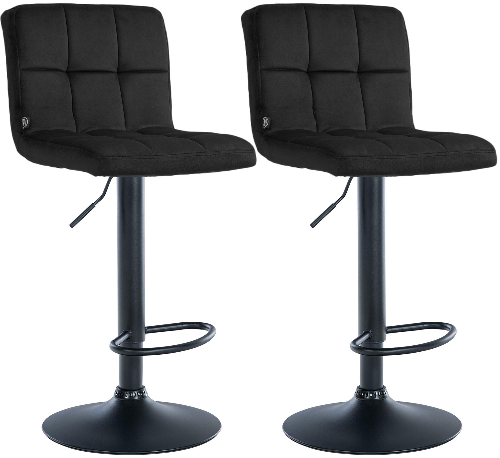 CLP 2er Set Barhocker Peru Samt schwarz Farbe: schwarz, Gestell Farbe: schwarz