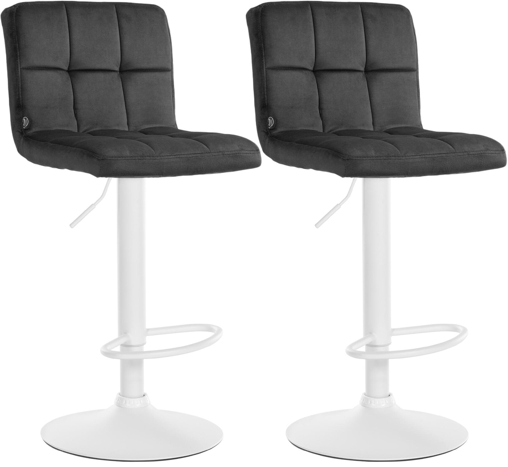 CLP 2er Set Barhocker Peru Samt weiß - Farbe: dunkelgrau, Gestellfarbe: weiß