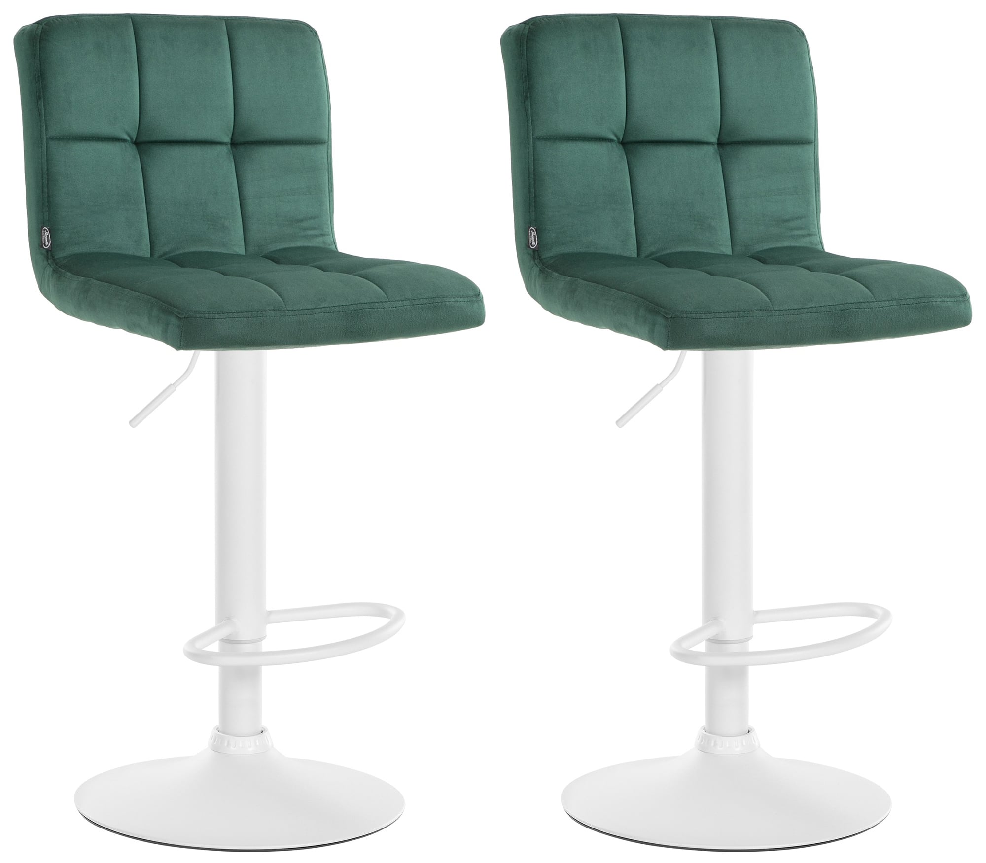 CLP Barhocker 2er Set h&ouml;henverstellbar mit Lehne Peru, Barst&uuml;hle gepolstert Samtbezug, Tresenst&uuml;hle mit Metallgestell drehbar 