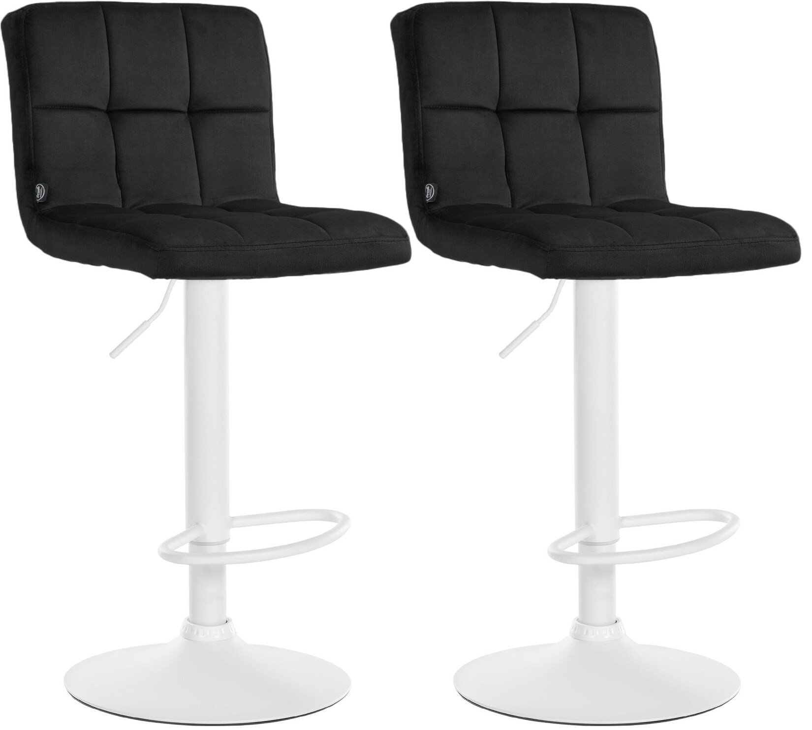 CLP 2er Set Barhocker Peru Samt weiß Farbe: schwarz, Gestell Farbe: weiß