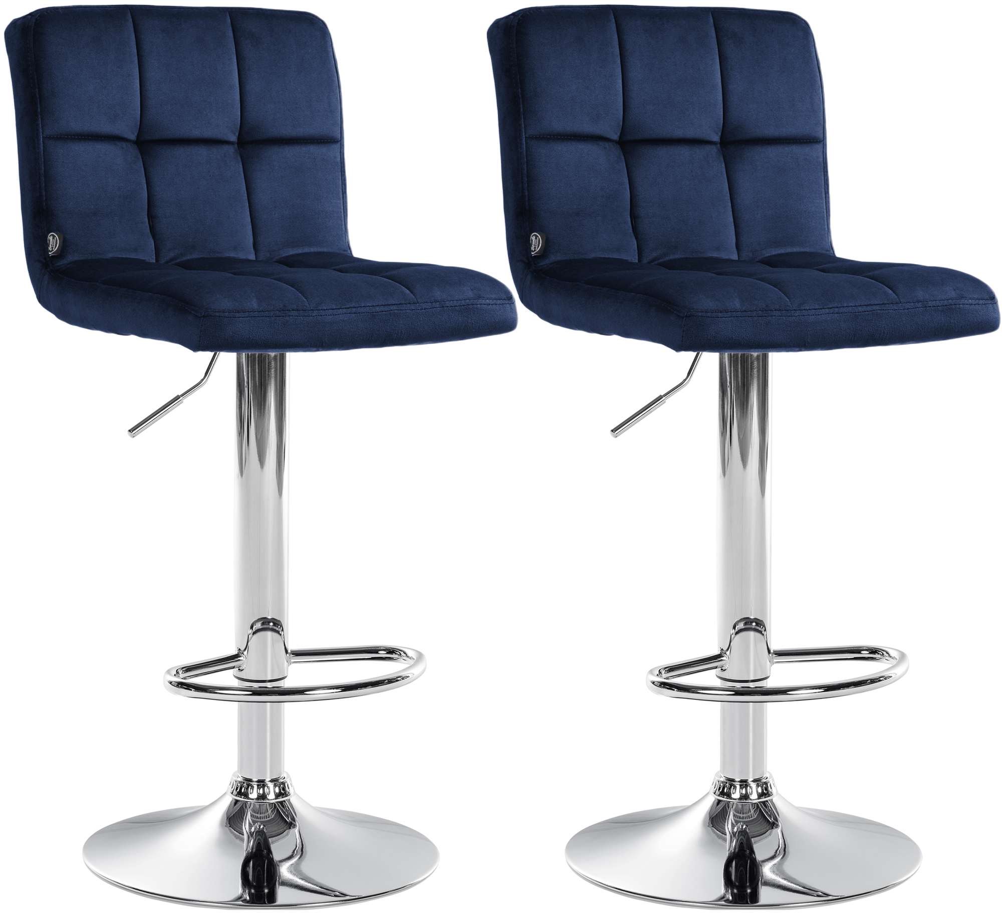 CLP Barhocker 2er Set h&ouml;henverstellbar mit Lehne Peru, Barst&uuml;hle gepolstert Samtbezug, Tresenst&uuml;hle mit Metallgestell drehbar 