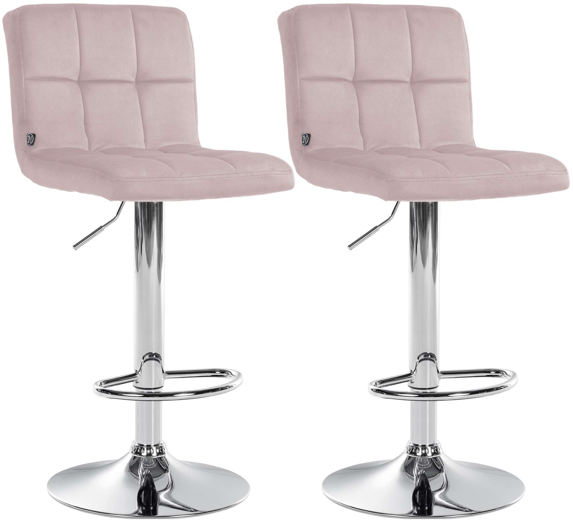 CLP Barhocker 2er Set h&ouml;henverstellbar mit Lehne Peru, Barst&uuml;hle gepolstert Samtbezug, Tresenst&uuml;hle mit Metallgestell drehbar 