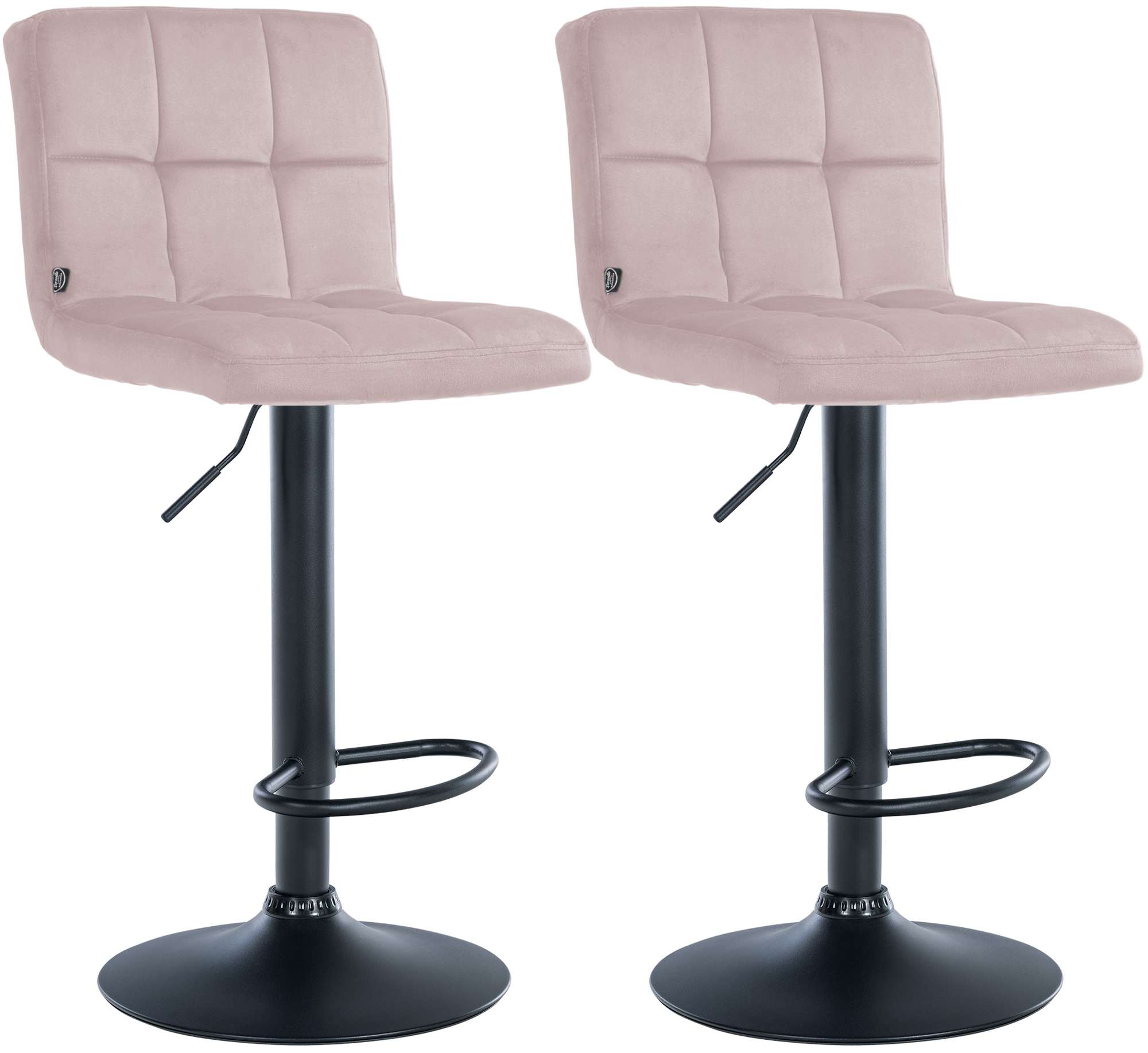 CLP Barhocker 2er Set h&ouml;henverstellbar mit Lehne Peru, Barst&uuml;hle gepolstert Samtbezug, Tresenst&uuml;hle mit Metallgestell drehbar 