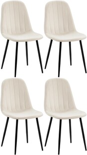 CLP 4er Set Esszimmerstuhl Baxter Samt I Gesteppter Küchenstuhl I Polsterstuhl Mit Metall-Gestell 