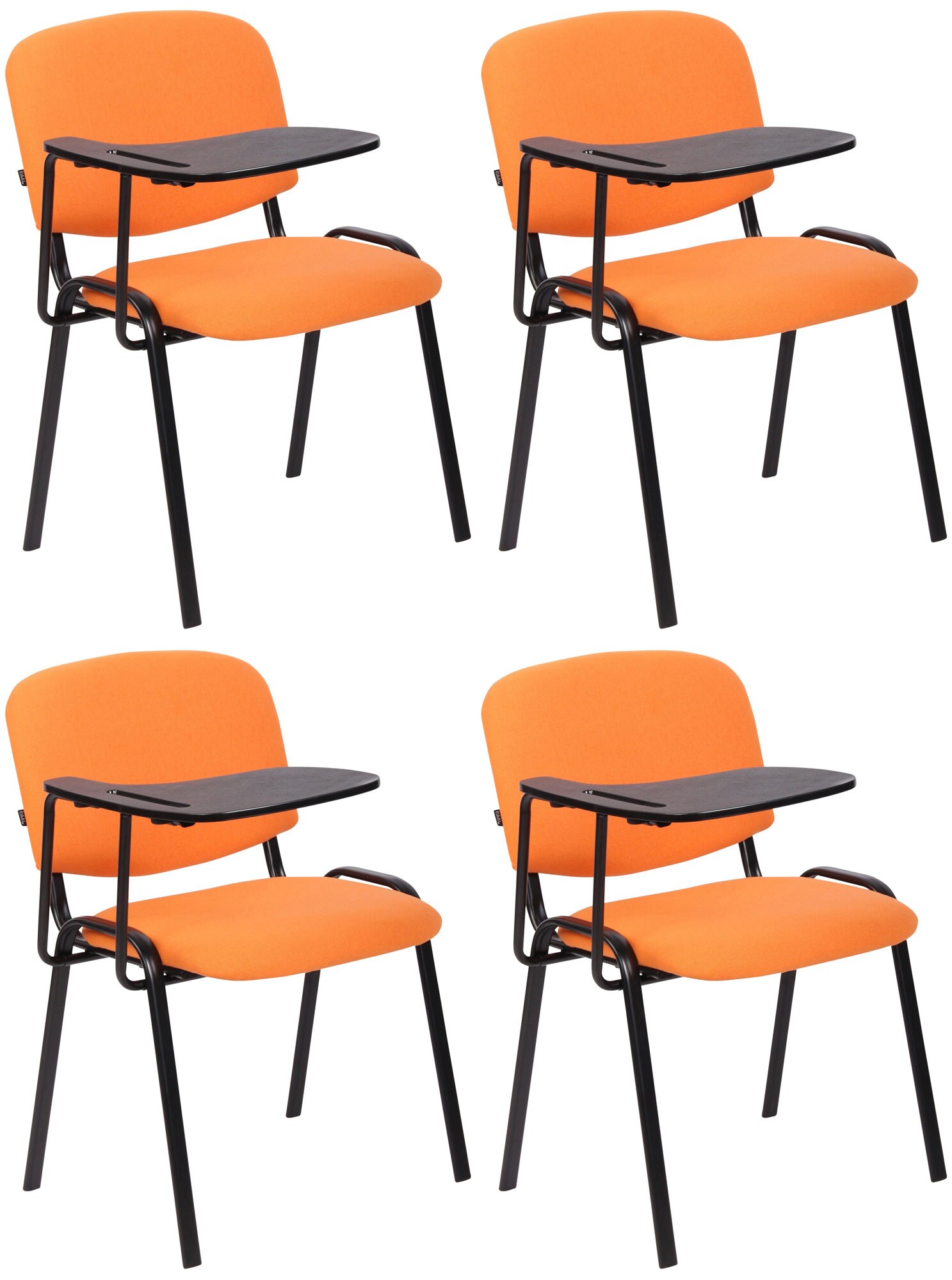 CLP 4er Set Stuhl Ken Mit Klapptisch Stoff I Gepolsterter Schulungsstuhl Mit Schreibtafel 