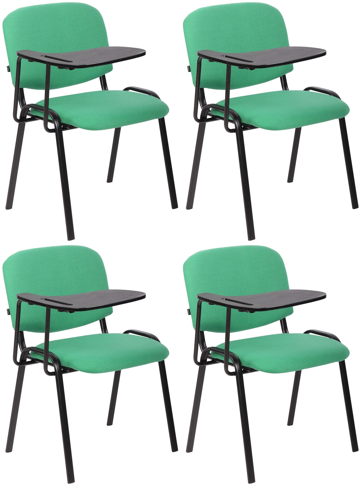 CLP 4er Set Stuhl Ken Mit Klapptisch Stoff I Gepolsterter Schulungsstuhl Mit Schreibtafel 