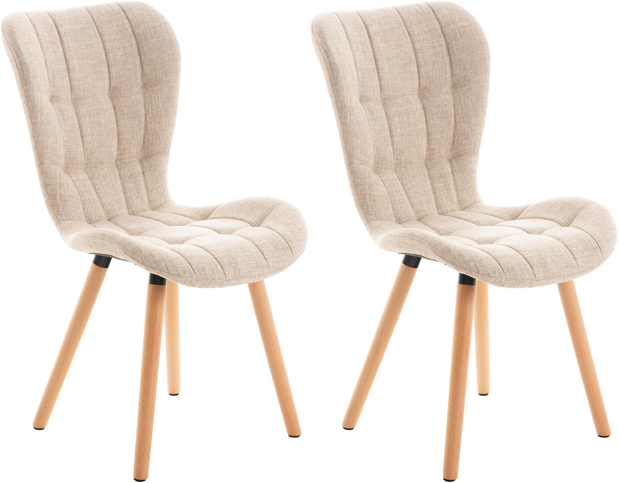 CLP 2er Set Esszimmerstuhl Elda I Stoff, Kunstleder, Samt I Lehnstuhl Mit Robustem Holzgestell Und Stilvollen Ziern&auml;hten 