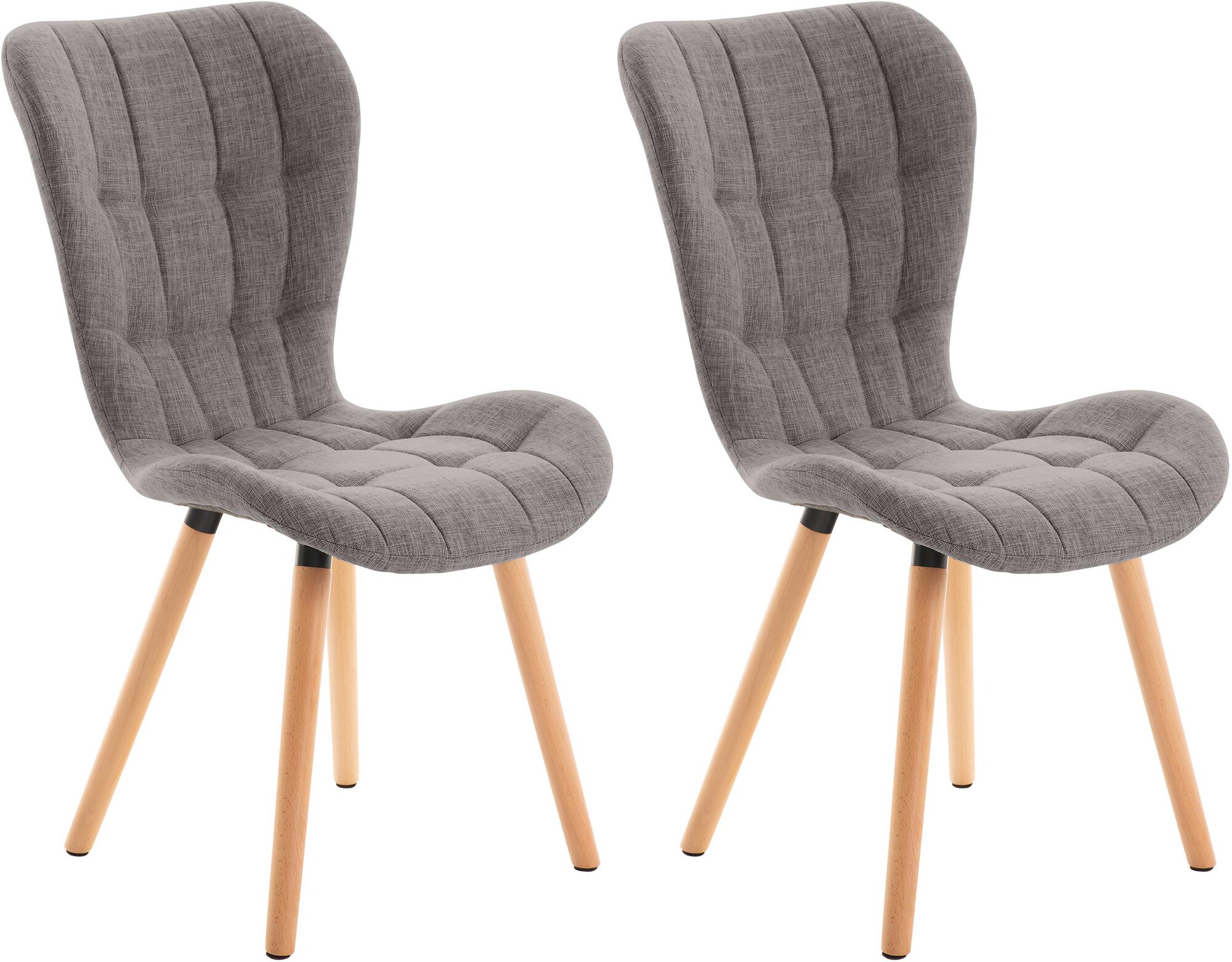 CLP 2er Set Esszimmerstuhl Elda I Stoff, Kunstleder, Samt I Lehnstuhl Mit Robustem Holzgestell Und Stilvollen Ziern&auml;hten 