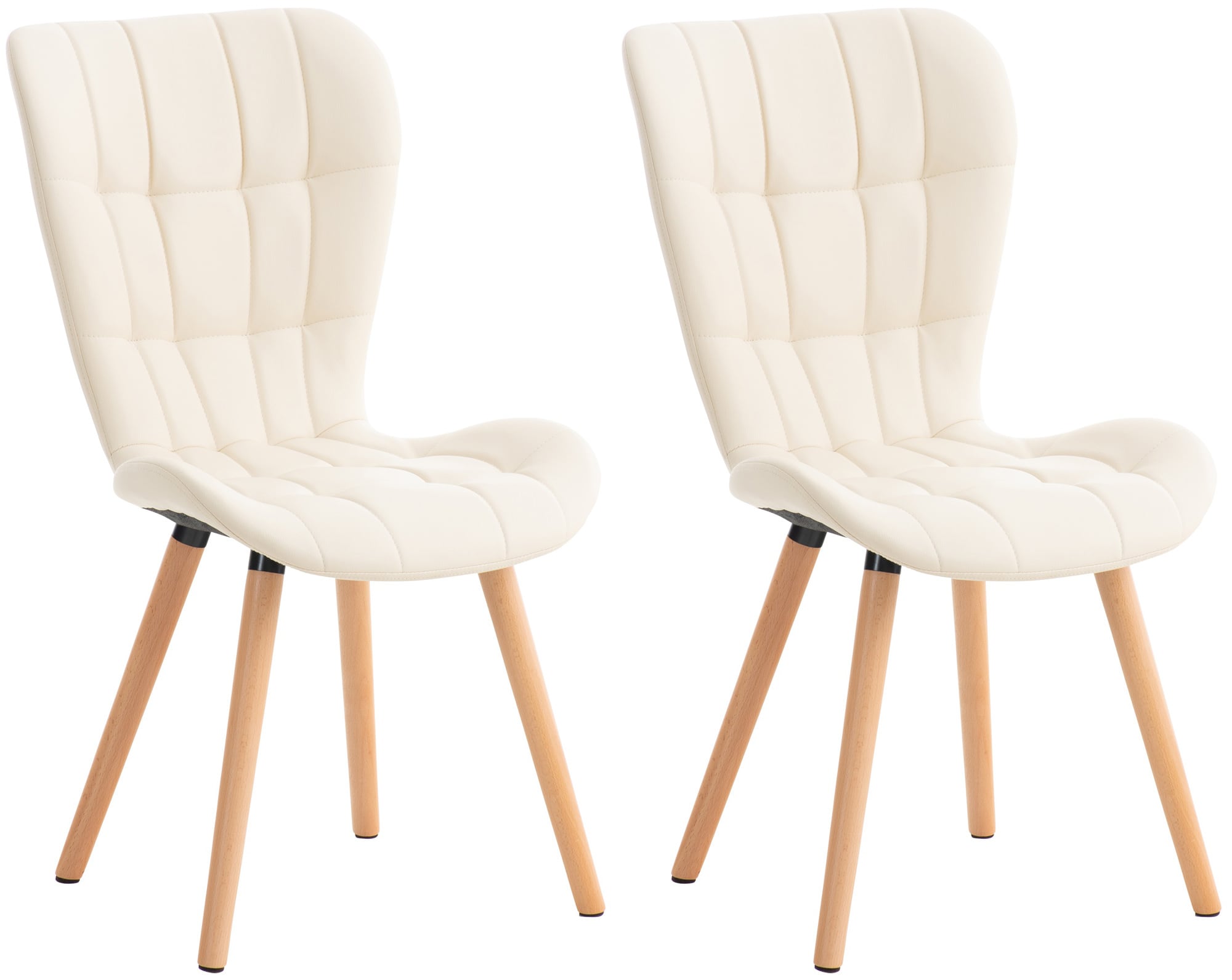 CLP 2er Set Esszimmerstuhl Elda I Stoff, Kunstleder, Samt I Lehnstuhl Mit Robustem Holzgestell Und Stilvollen Ziern&auml;hten 