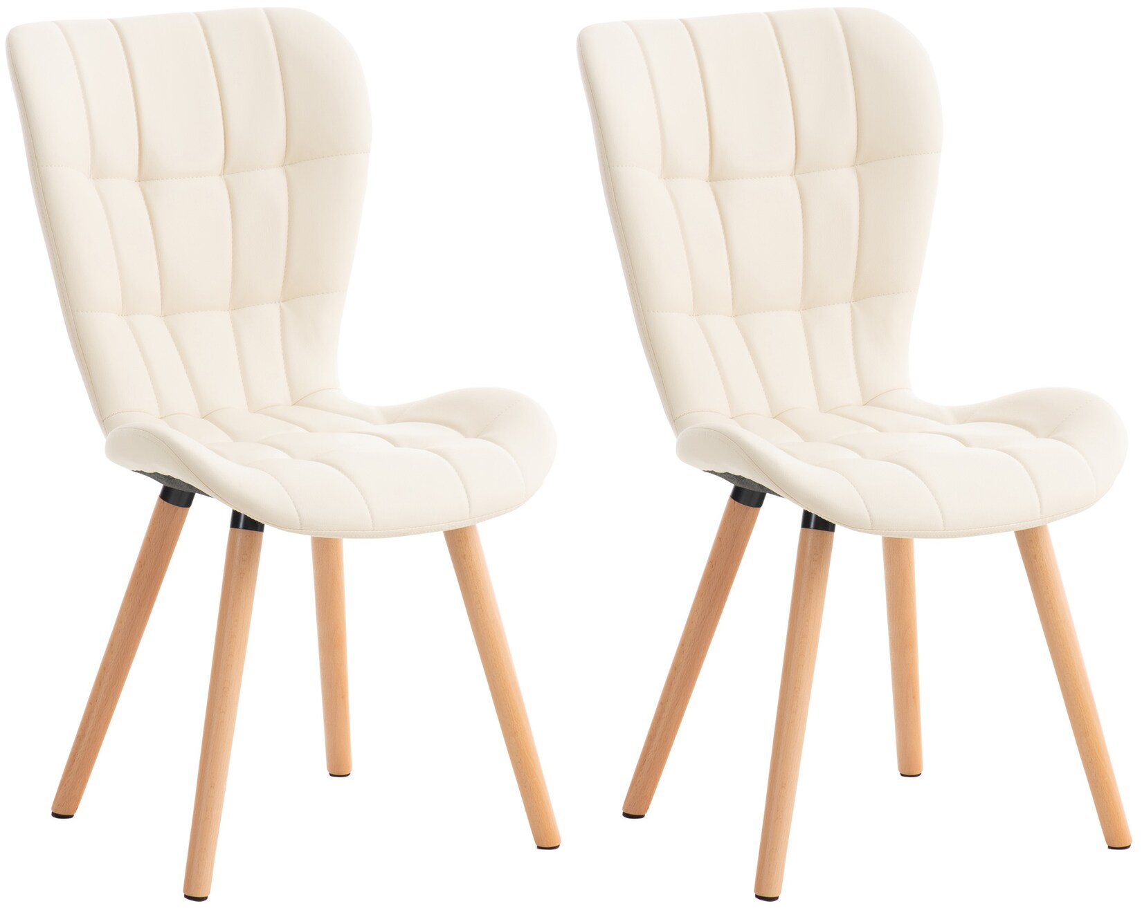 CLP 2er Set Stuhl Elda Kunstleder Farbe: creme, Material: Kunstleder