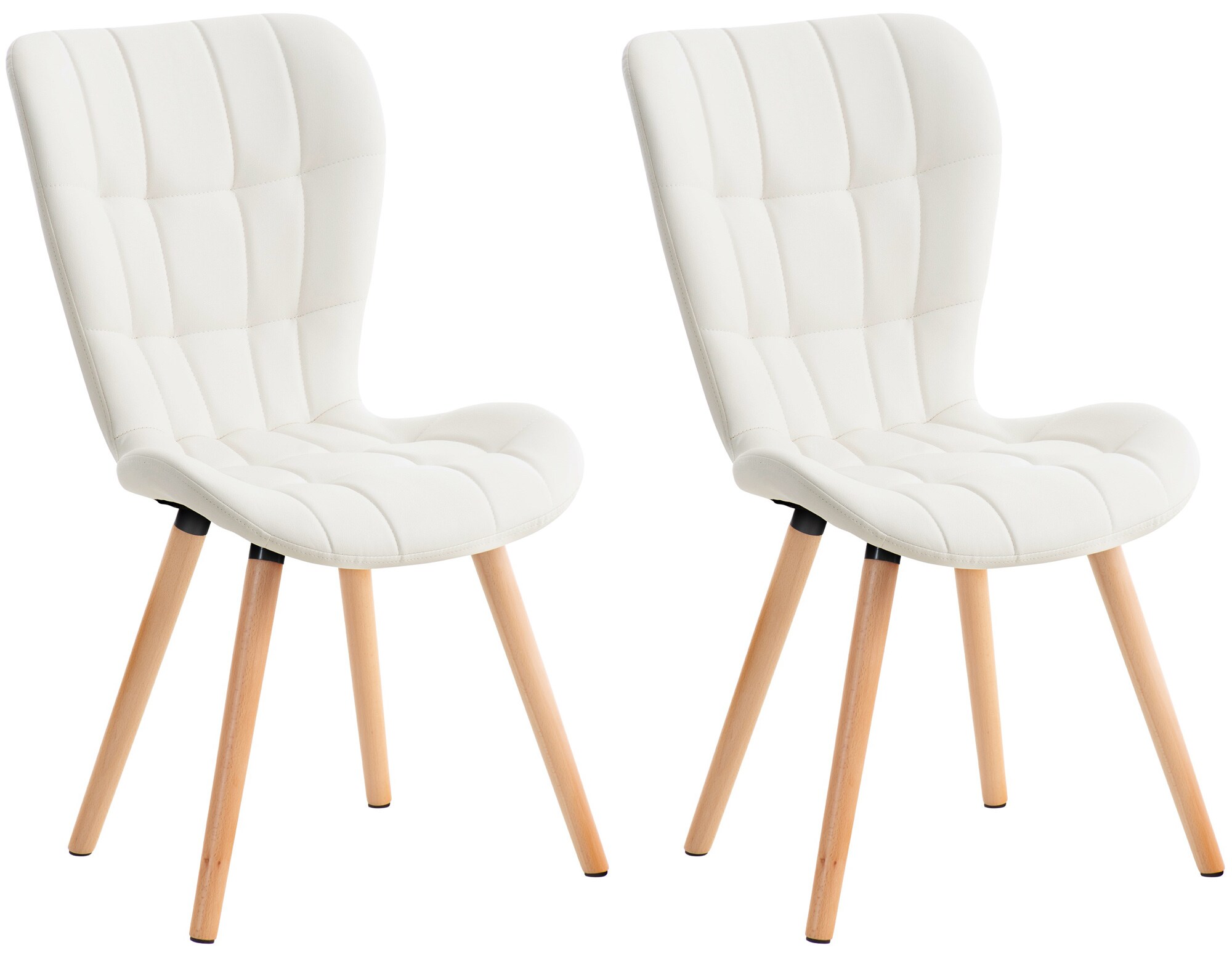 CLP 2er Set Esszimmerstuhl Elda I Stoff, Kunstleder, Samt I Lehnstuhl Mit Robustem Holzgestell Und Stilvollen Ziern&auml;hten 