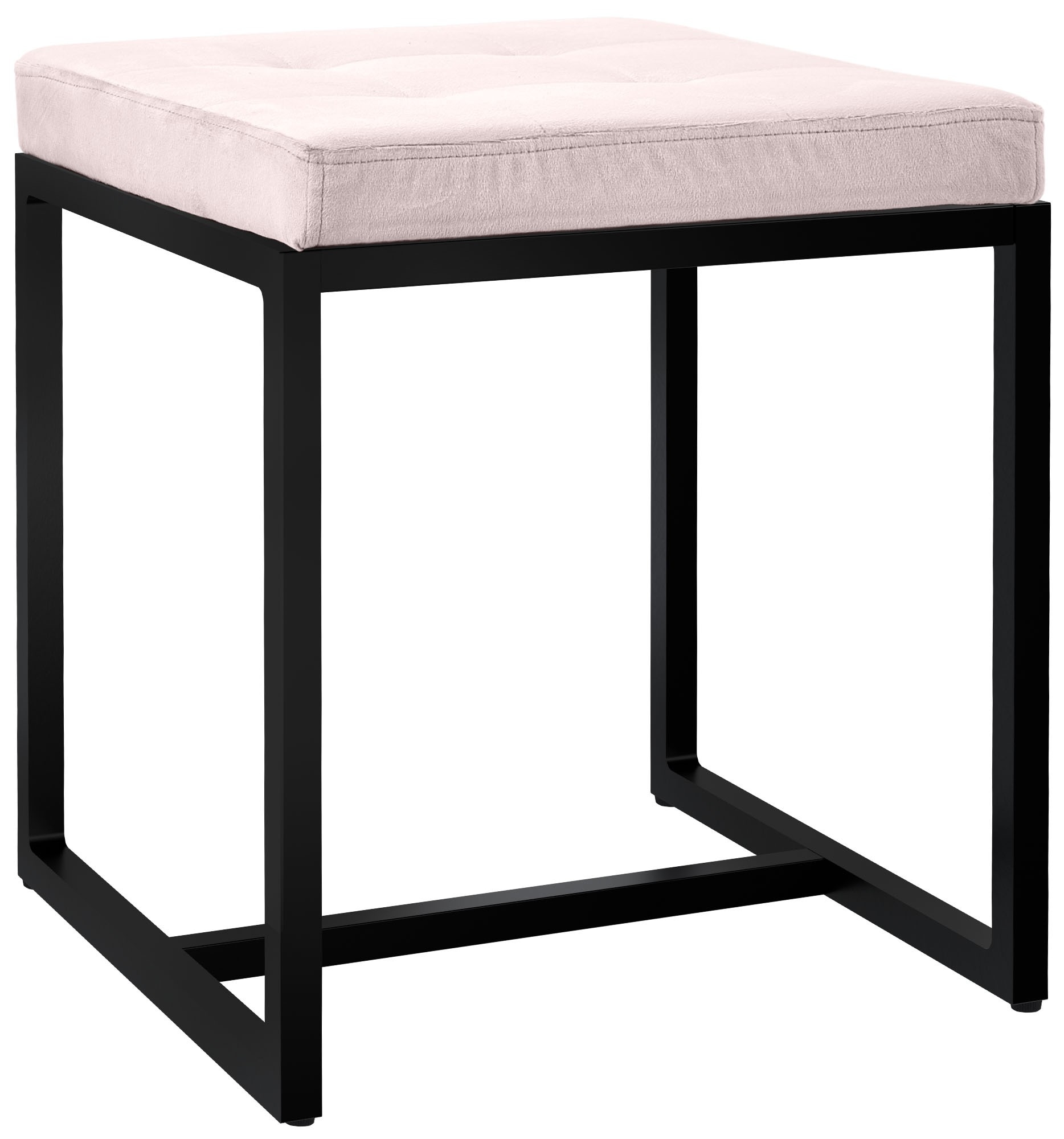 CLP Sitzhocker Barci I Moderner Hocker | Hochwertiger Polsterhocker mit schwarz pulverbeschichteten Eisengestell 