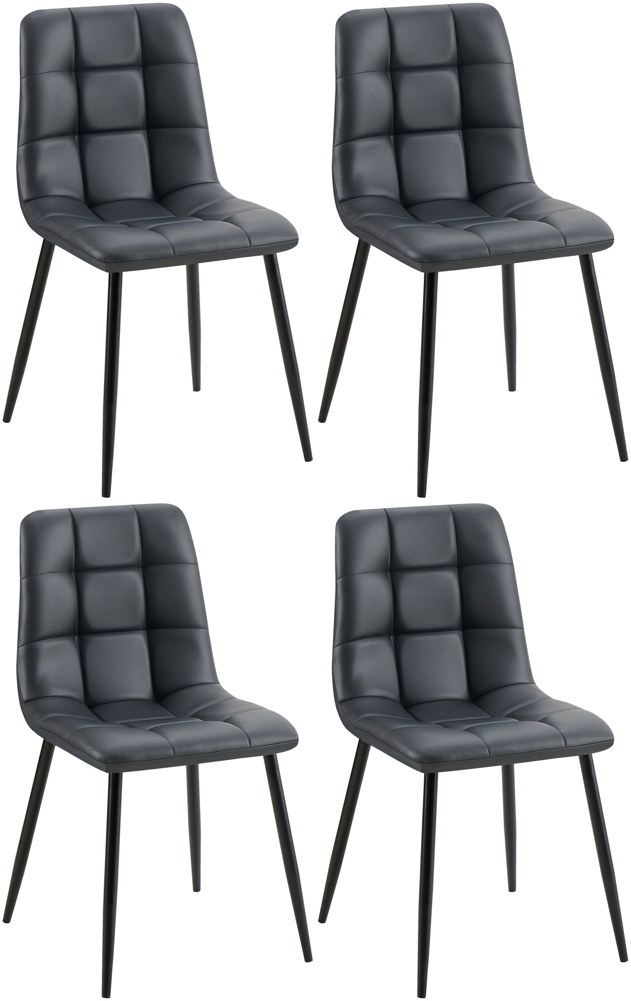 CLP 4er Set Esszimmerstuhl Antibes Kunstleder I Gesteppter Polsterstuhl I K&uuml;chenstuhl Mit Bodenschonern 