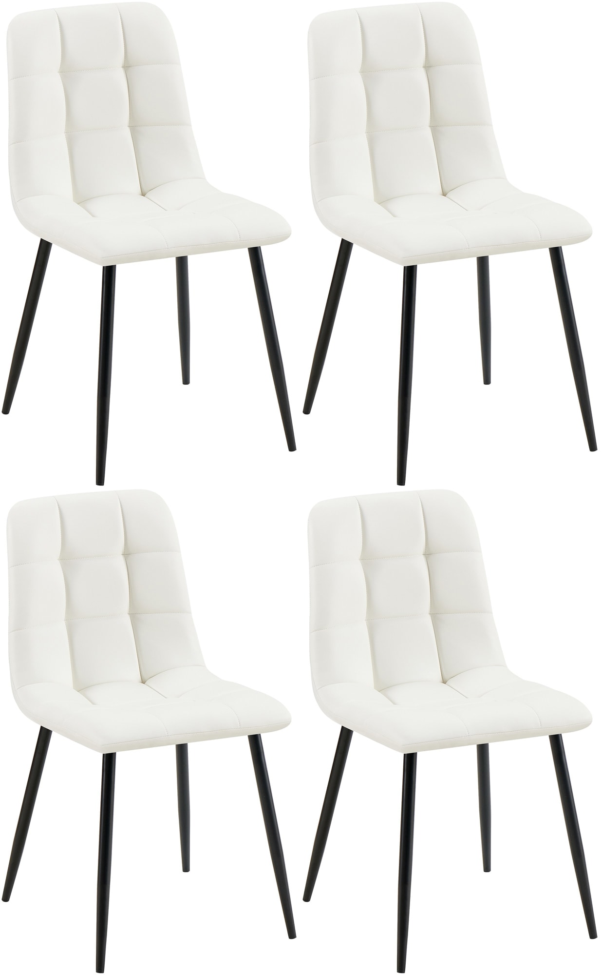 CLP 4er Set Esszimmerstuhl Antibes Kunstleder I Gesteppter Polsterstuhl I K&uuml;chenstuhl Mit Bodenschonern 