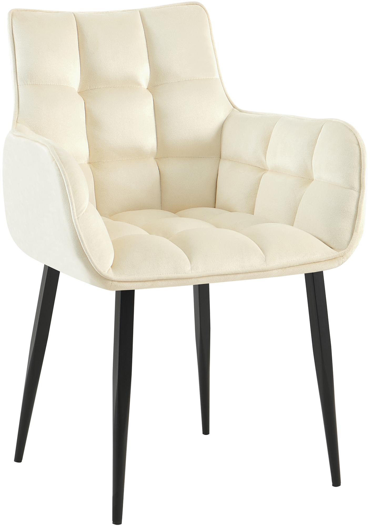 CLP Esszimmerstuhl Tirana I Sessel mit Samtbezug I K&uuml;chenstuhl mit Lehnen und schwarzem Metallgestell 