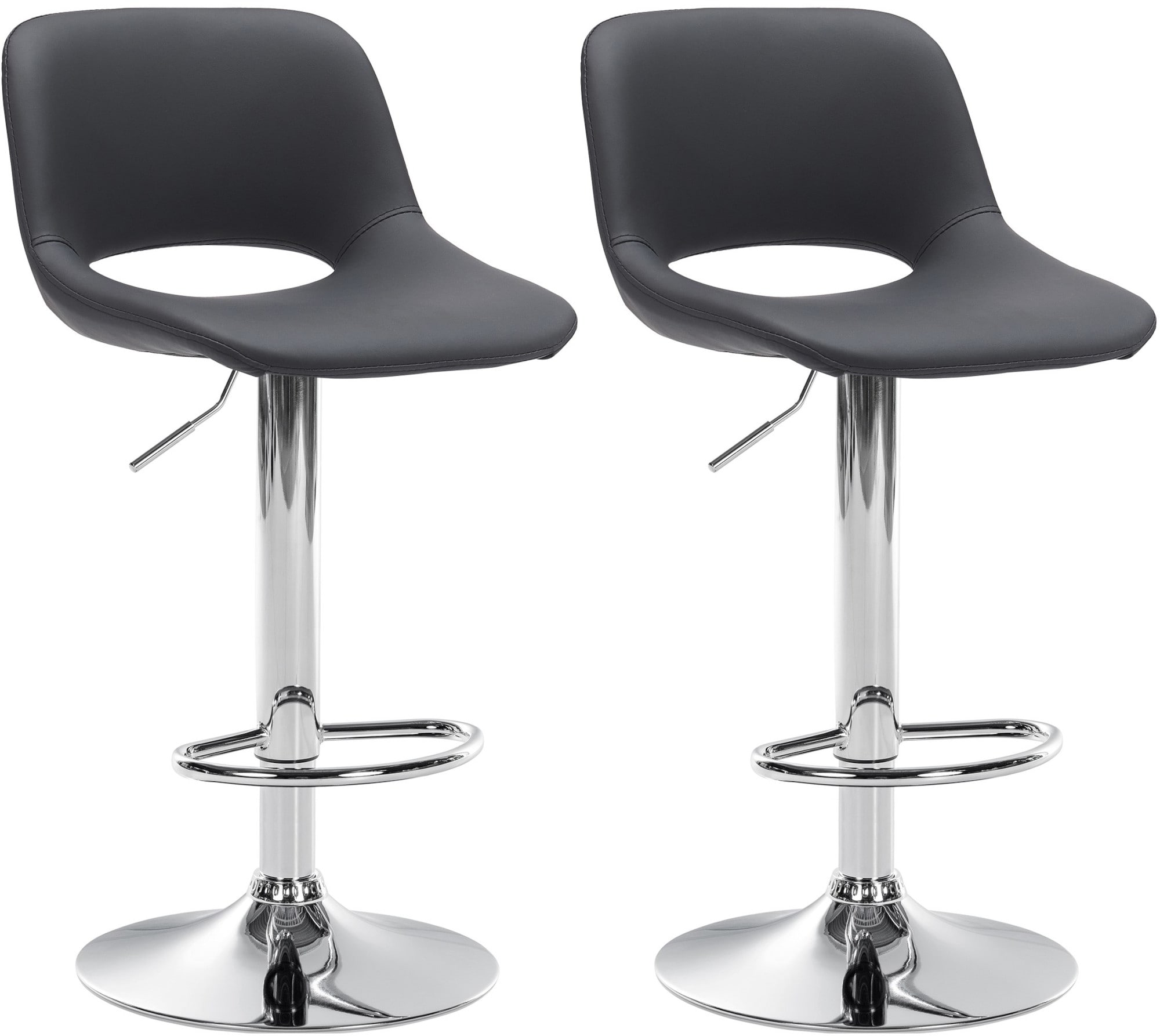 CLP 2er Set Barhocker Camden Kunstleder chrom - Farbe: schwarz, Gestellmaterial: Metall in Chromoptik 
