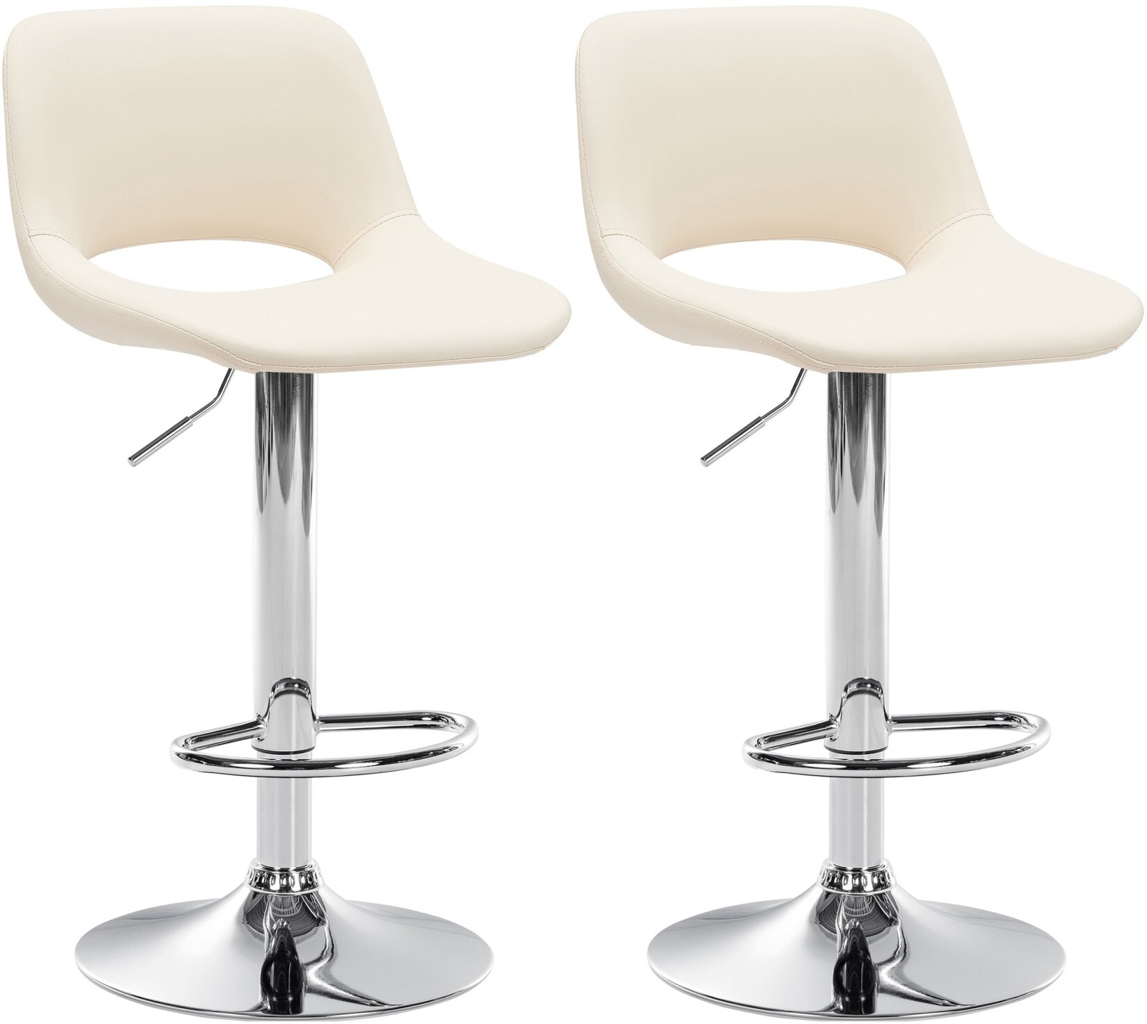 CLP 2er Set Barhocker Camden Kunstleder chrom Farbe: creme, Material Gestell: Metall in Chromoptik
