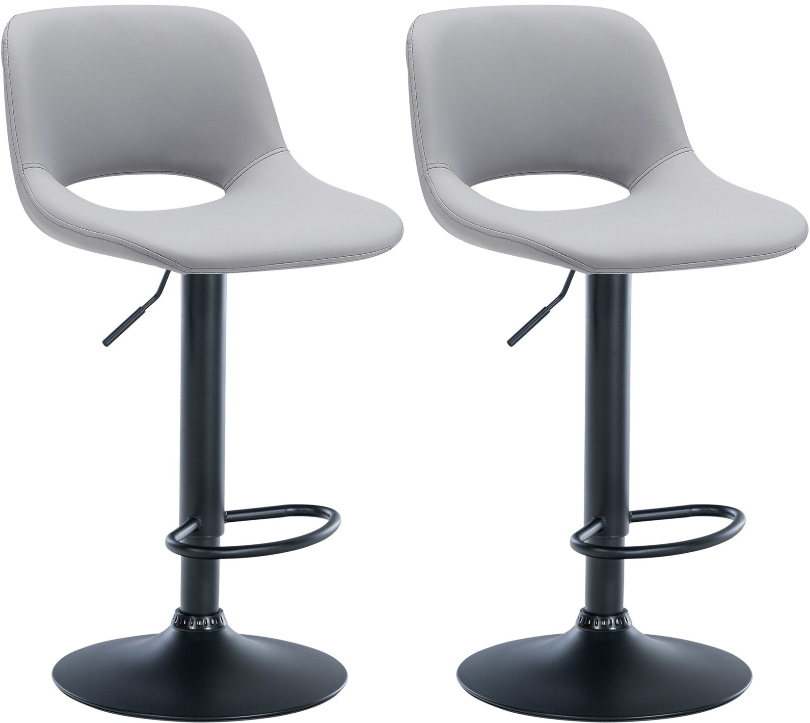 CLP 2er Set Barhocker Camden Kunstleder schwarz Farbe: grau, Material Gestell: Metall matt schwarz