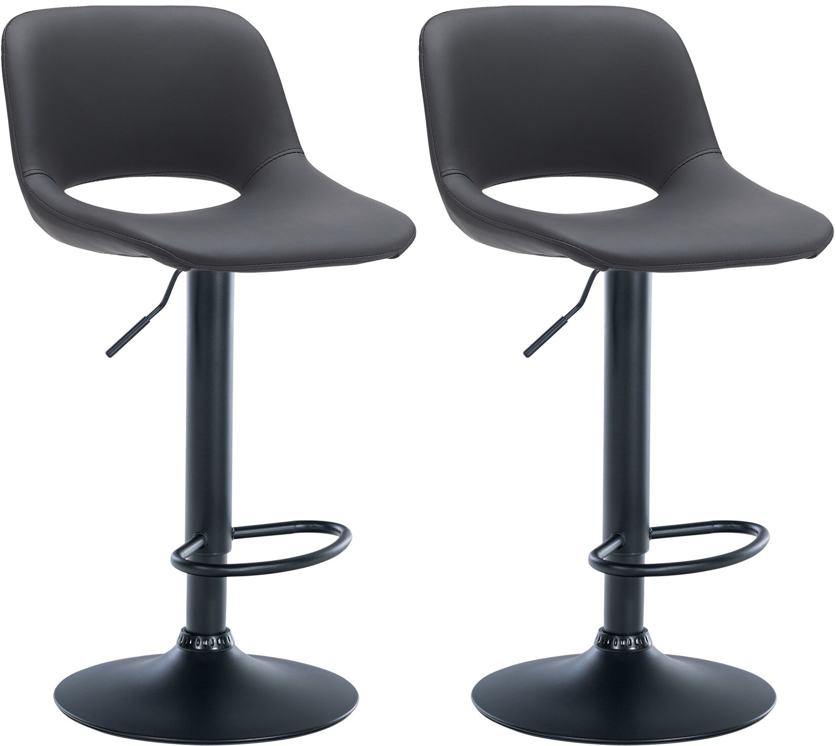 CLP 2er Set Barhocker Camden Kunstleder schwarz Farbe: schwarz, Material Gestell: Metall matt schwarz