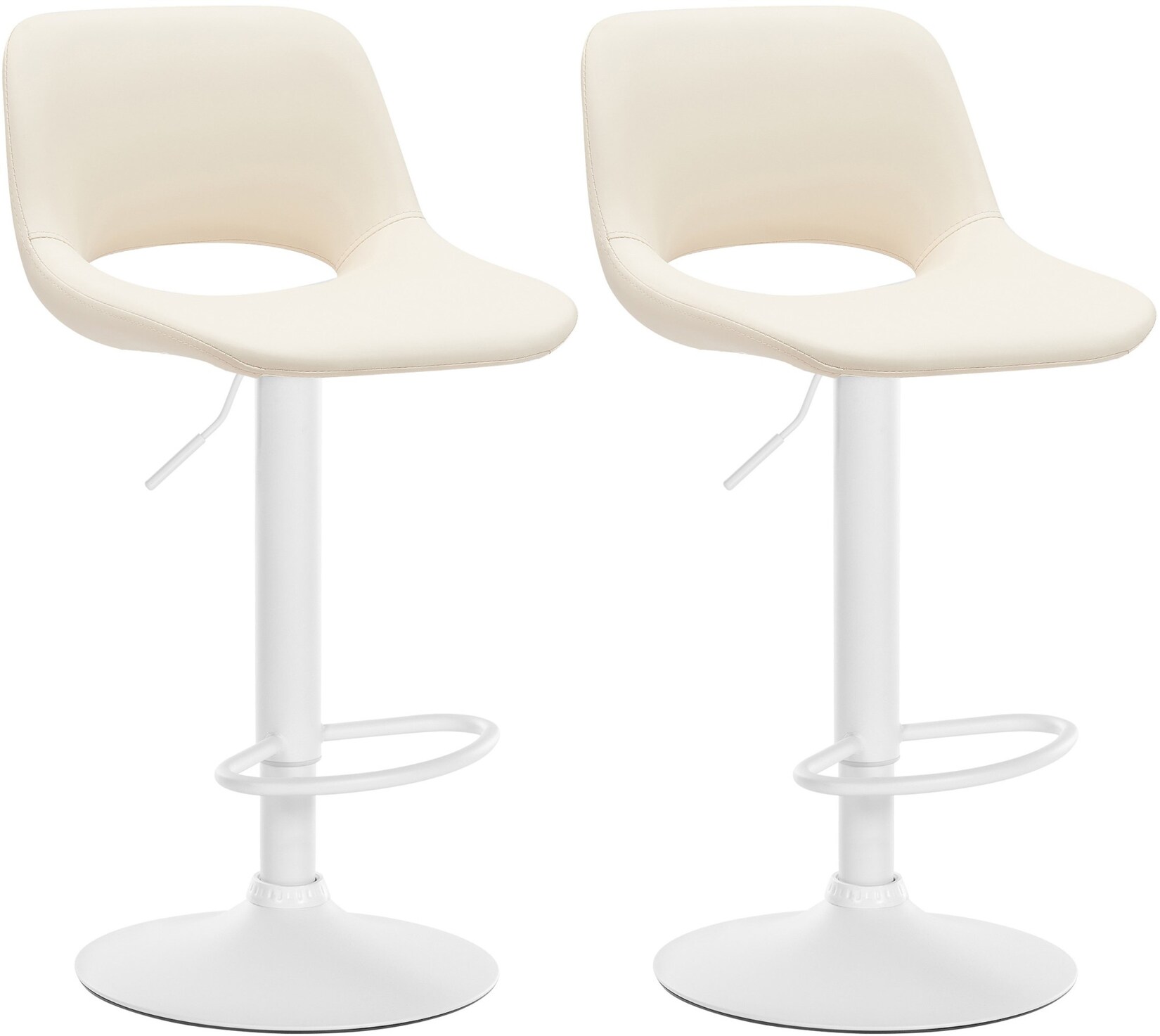 CLP 2er Set Barhocker Camden Kunstleder weiß Farbe: creme, Material Gestell: Metall matt weiss