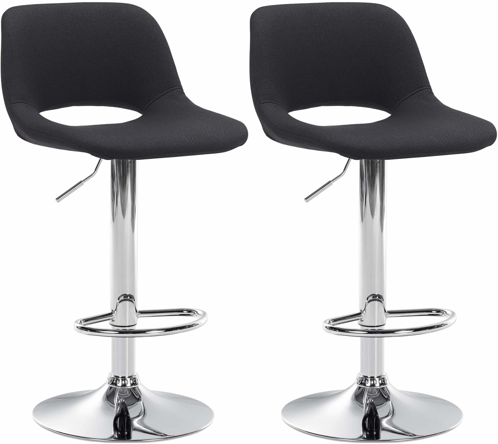 CLP 2er Set Barhocker Camden Stoff chrom Farbe: schwarz, Material Gestell: Metall in Chromoptik