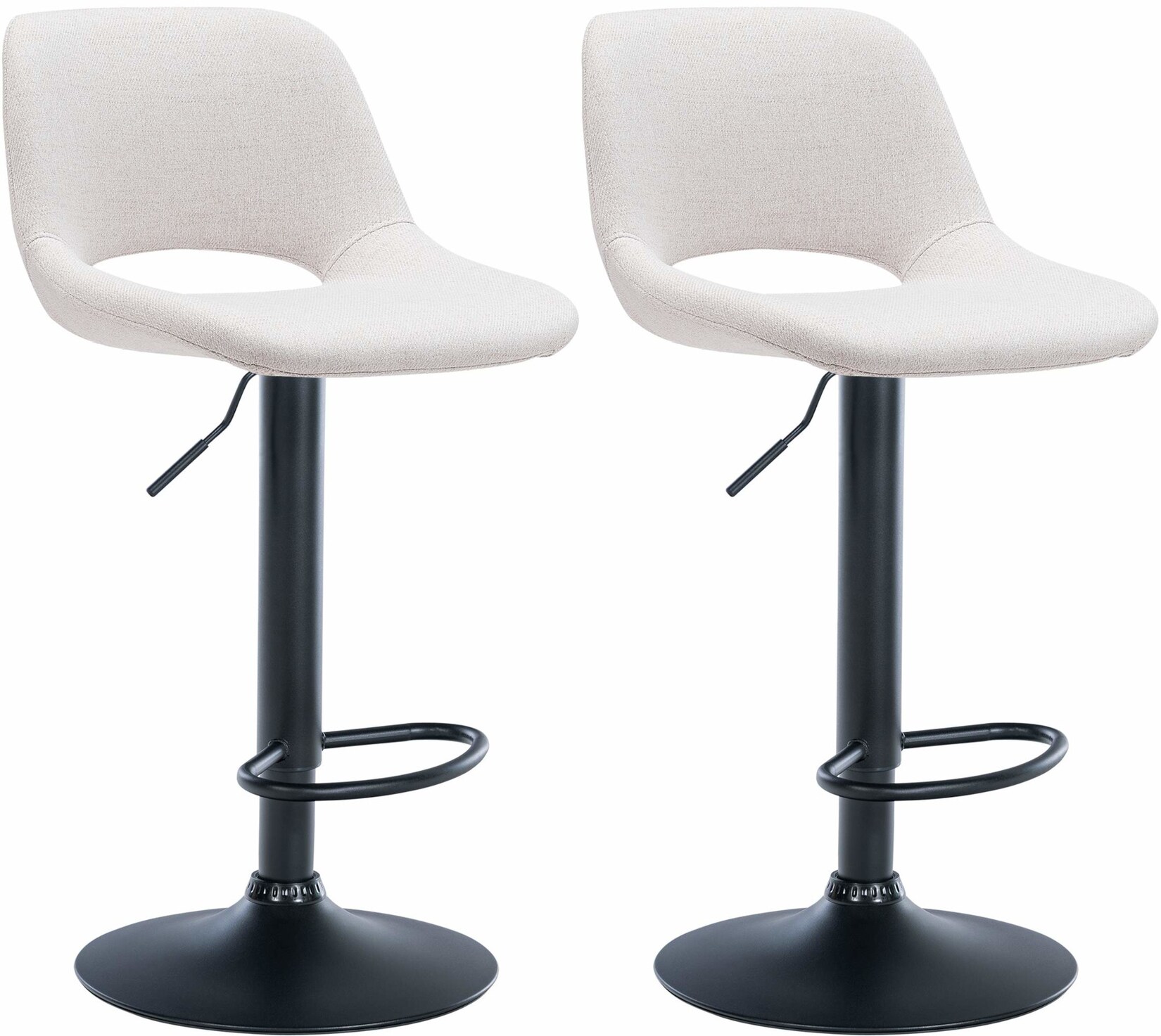 CLP 2er Set Barhocker Camden Stoff schwarz Farbe: creme, Material Gestell: Metall matt schwarz