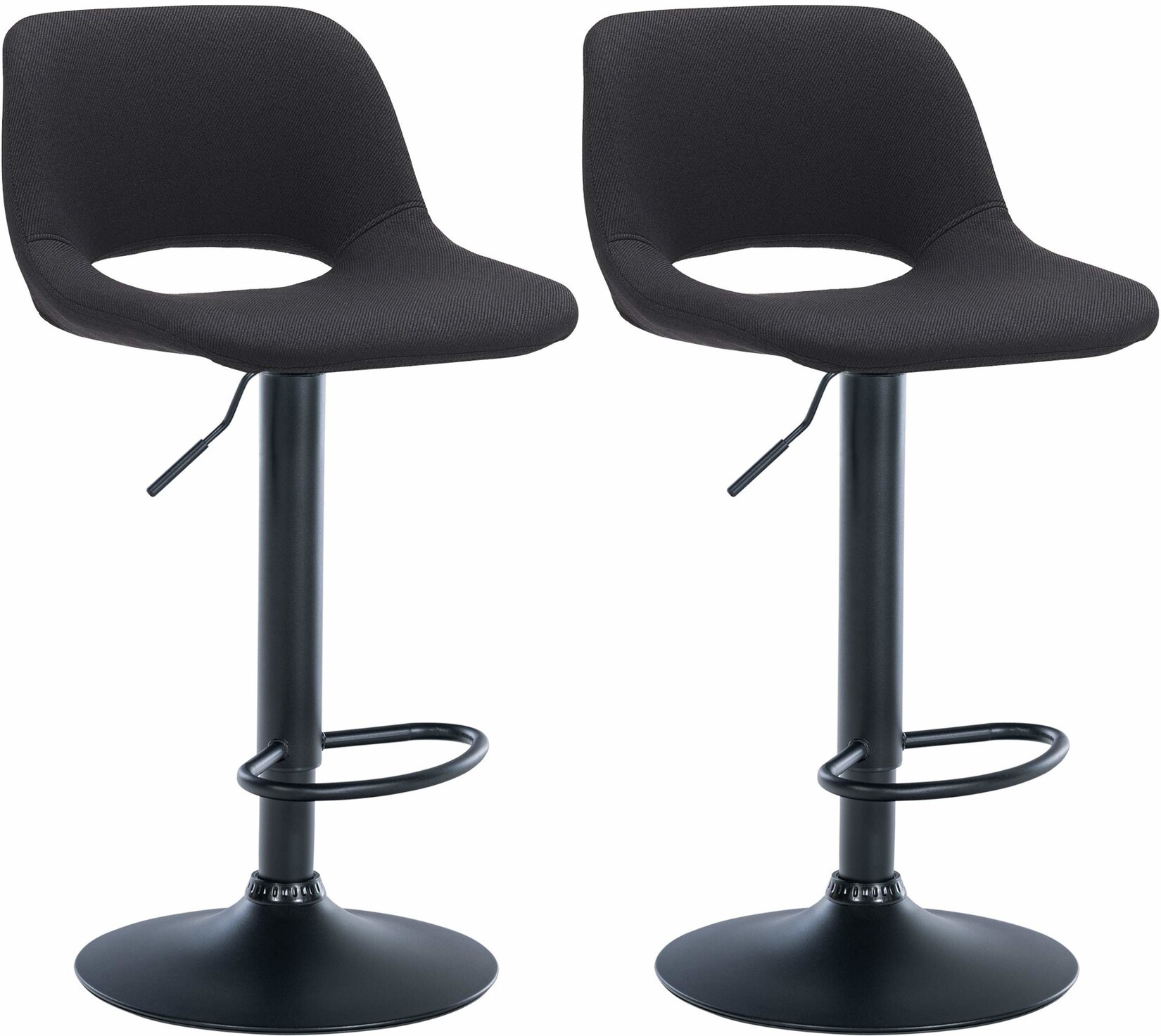 CLP 2er Set Barhocker Camden Stoff schwarz Farbe: schwarz, Material Gestell: Metall matt schwarz