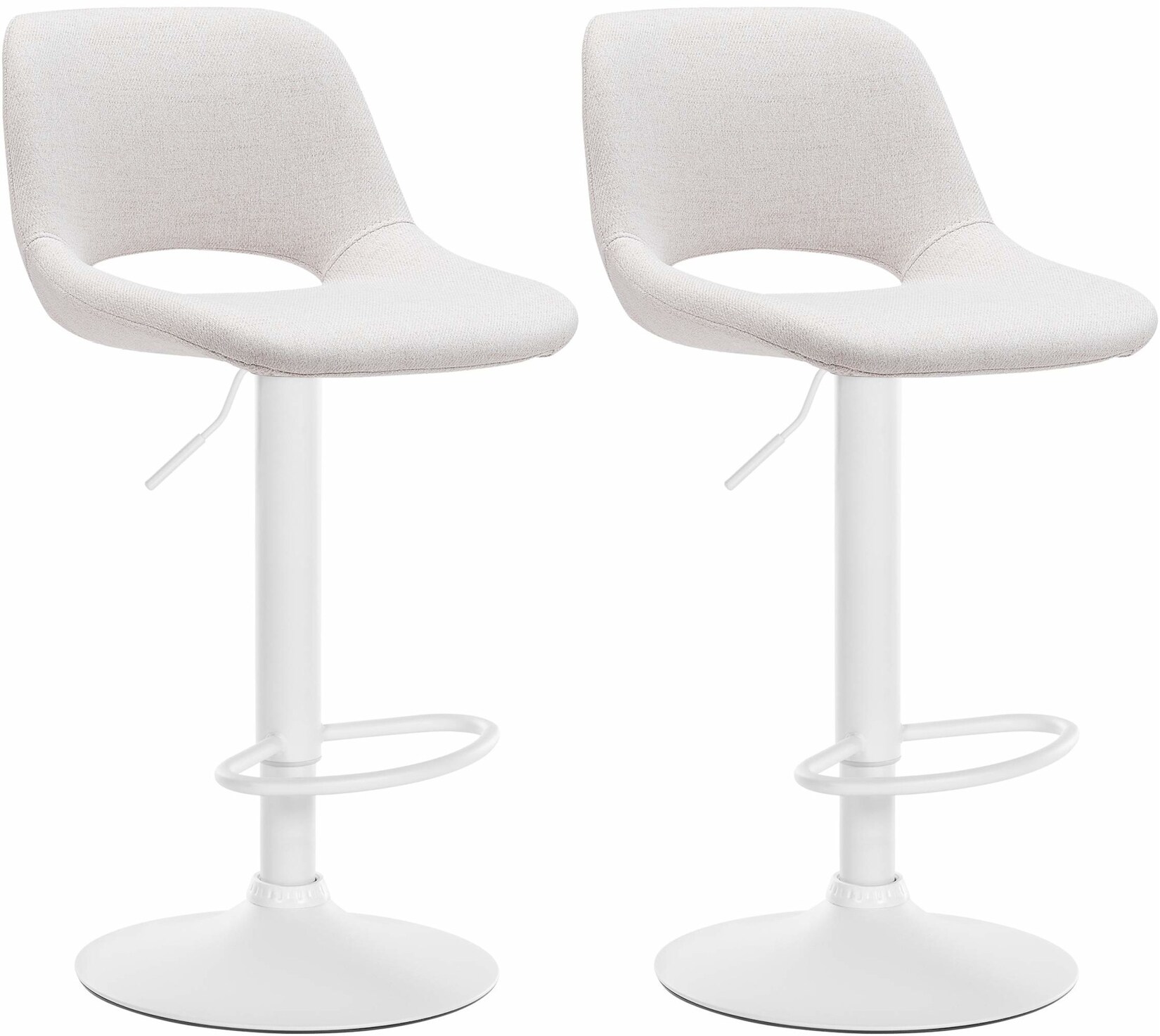 CLP 2er Set Barhocker Camden Stoff weiß Farbe: creme, Material Gestell: Metall matt weiss