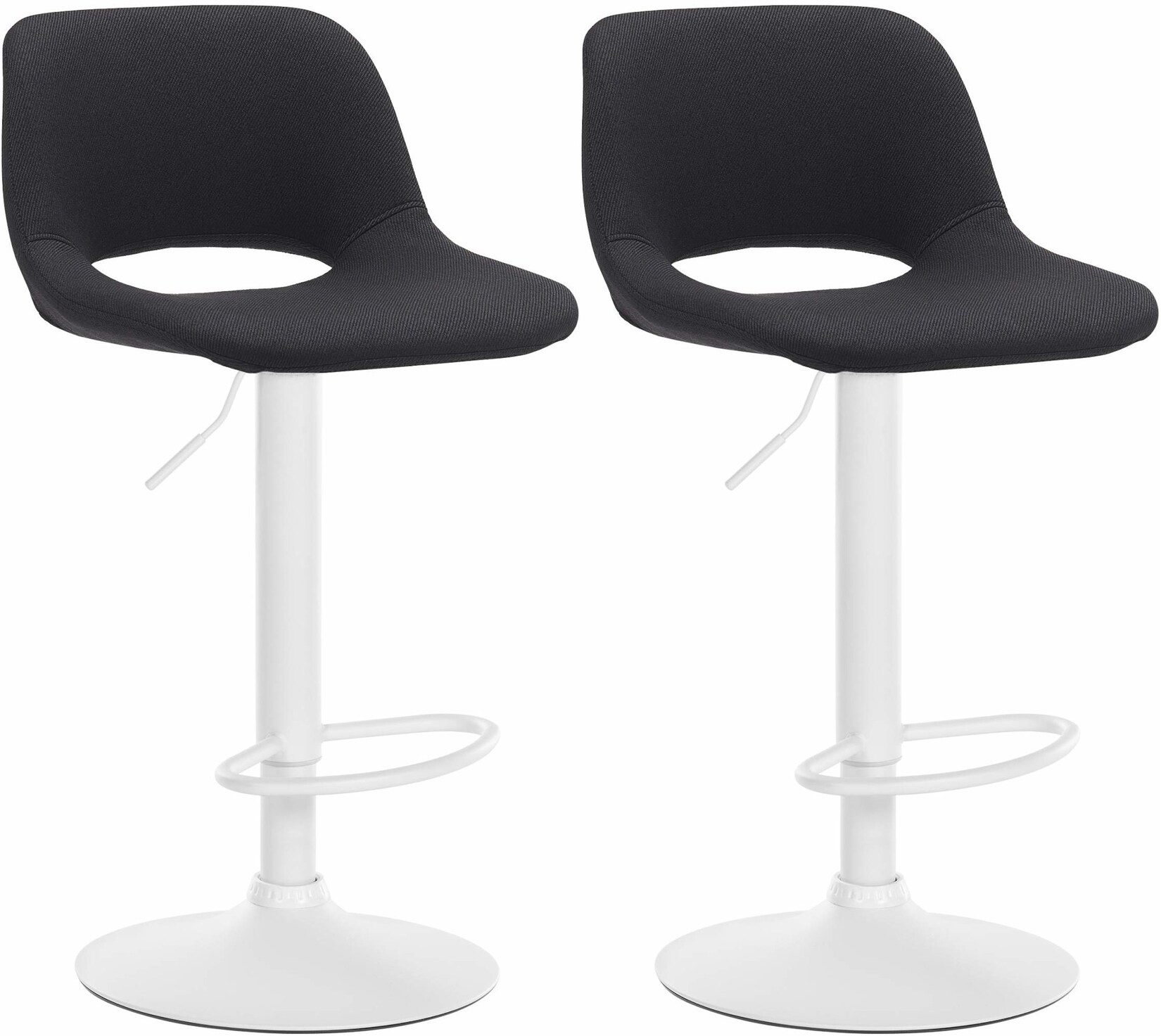 CLP 2er Set Barhocker Camden Stoff weiß Farbe: schwarz, Material Gestell: Metall matt weiss