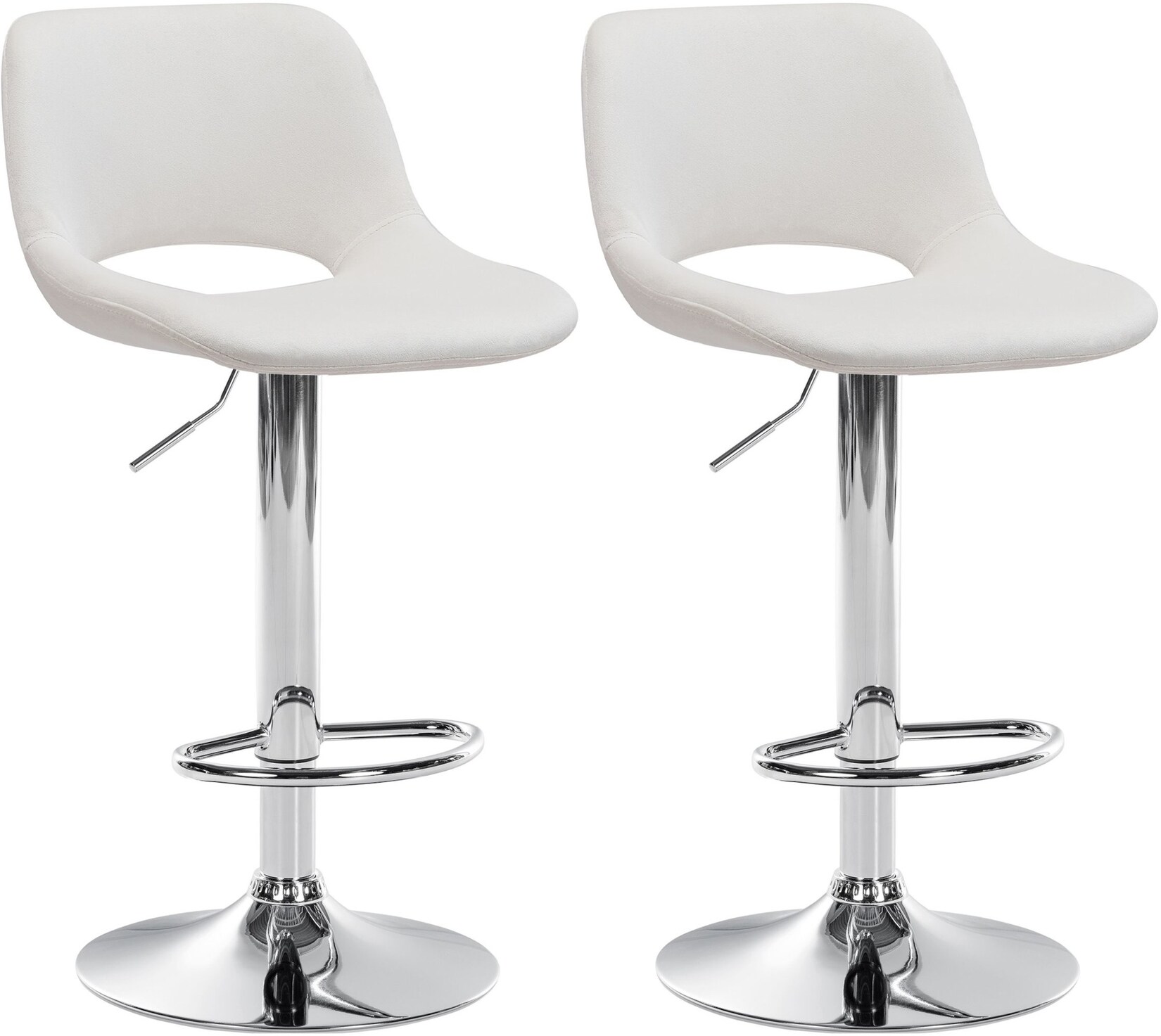 CLP 2er Set Barhocker Camden Samt chrom Farbe: creme, Material Gestell: Metall in Chromoptik