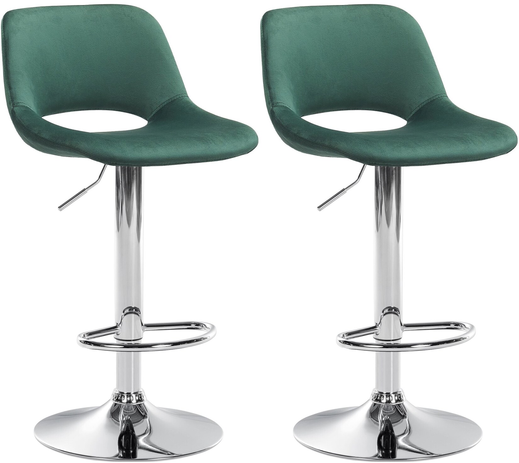 CLP 2er Set Barhocker Camden Samt chrom Farbe: grün, Material Gestell: Metall in Chromoptik