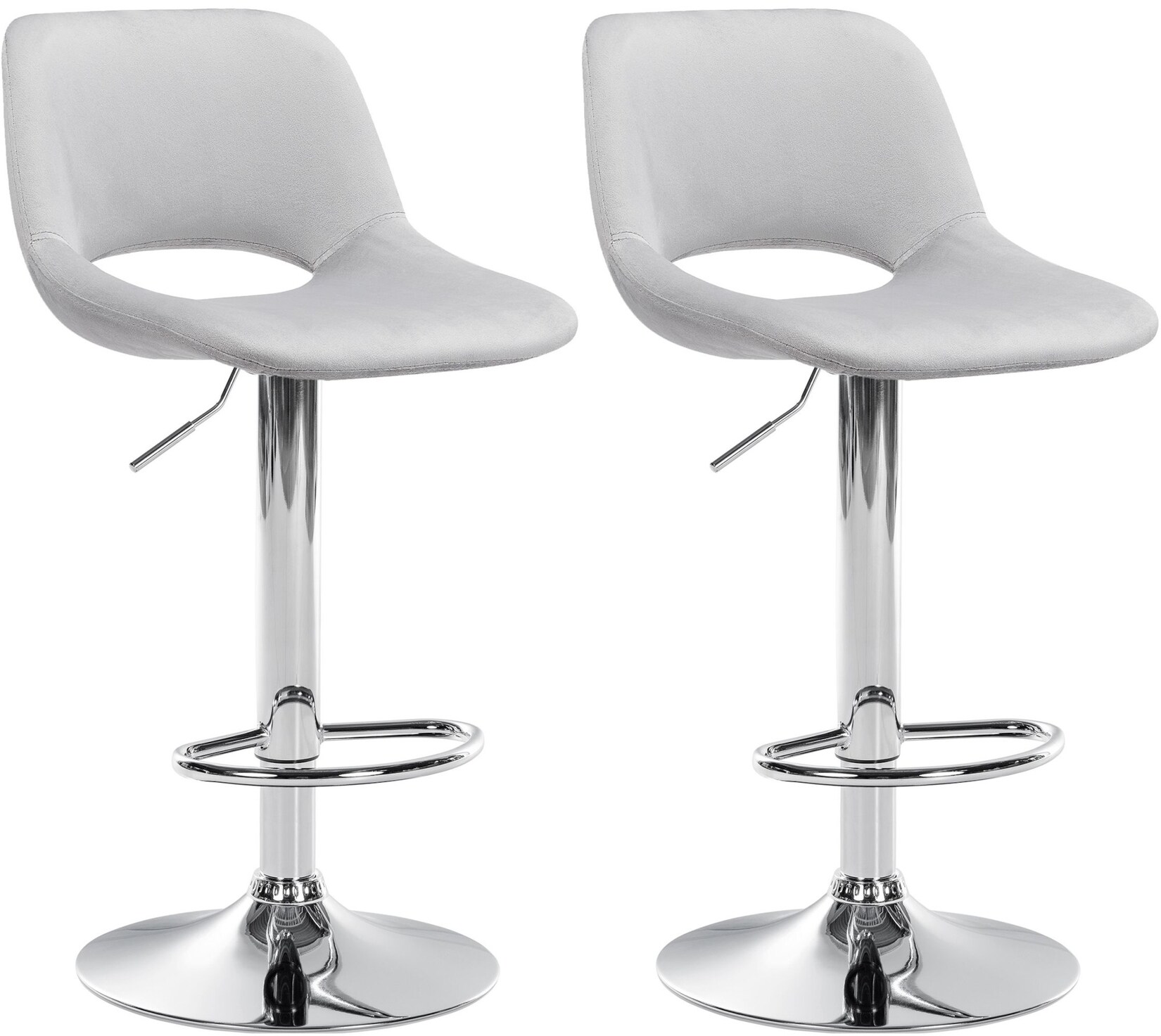 CLP 2er Set Barhocker Camden Samt chrom Farbe: hellgrau, Material Gestell: Metall in Chromoptik