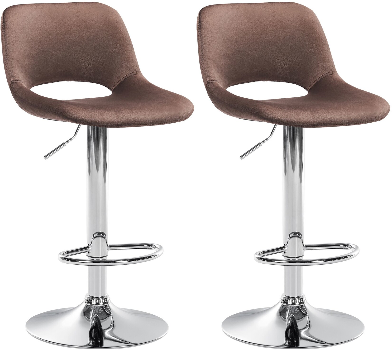 CLP 2er Set Barhocker Camden Samt chrom Farbe: braun, Material Gestell: Metall in Chromoptik