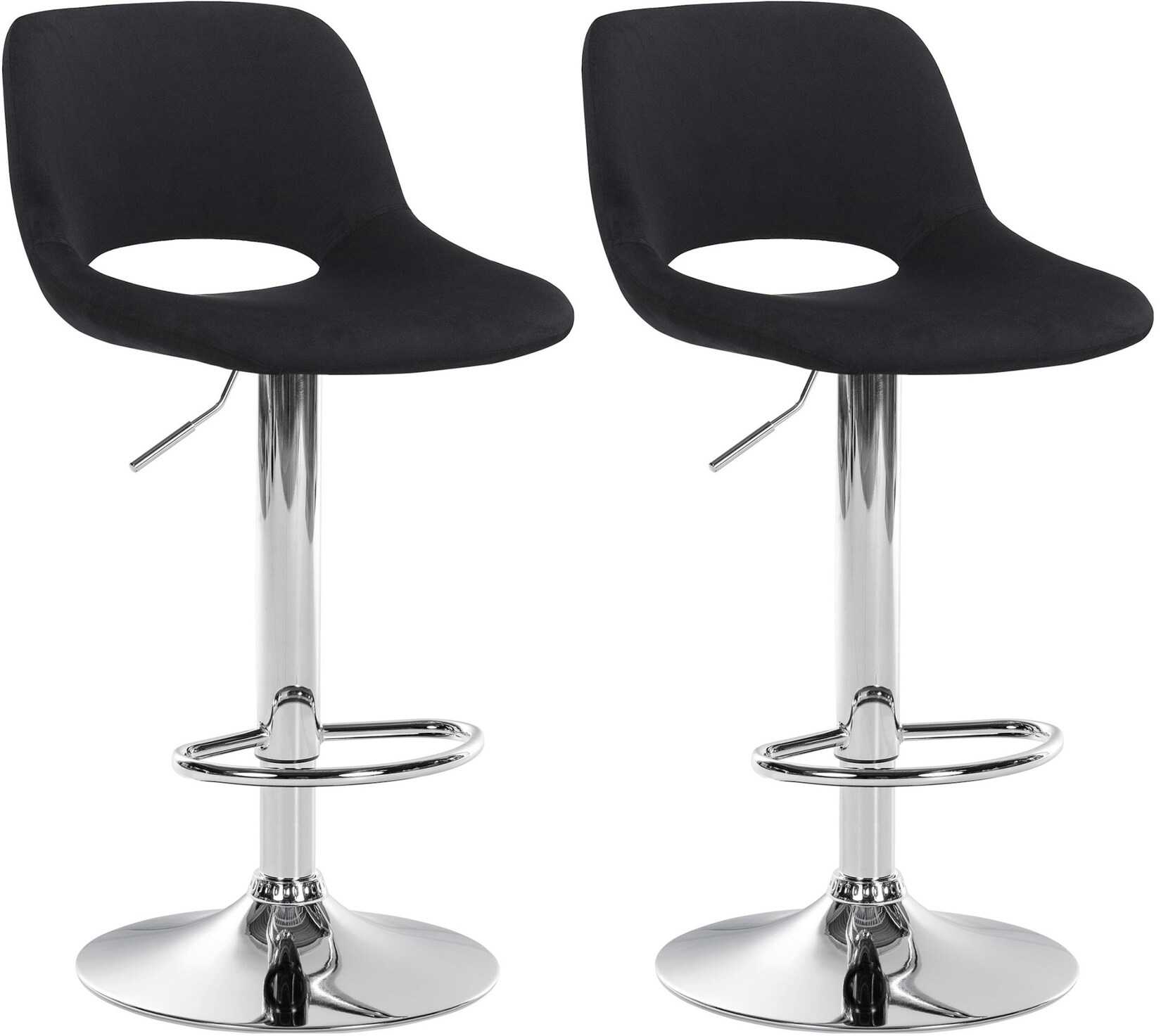 CLP 2er Set Barhocker Camden Samt chrom Farbe: schwarz, Material Gestell: Metall in Chromoptik