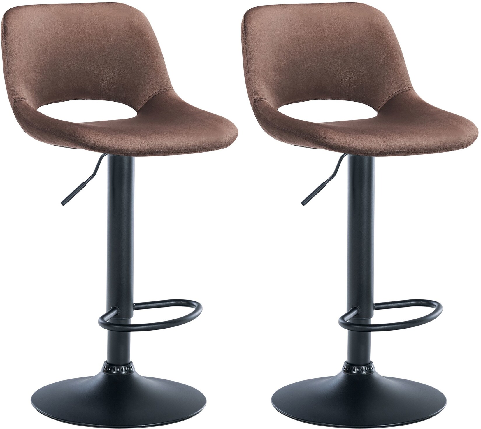 CLP 2er Set Barhocker Camden Samt schwarz Farbe: braun, Material Gestell: Metall matt schwarz