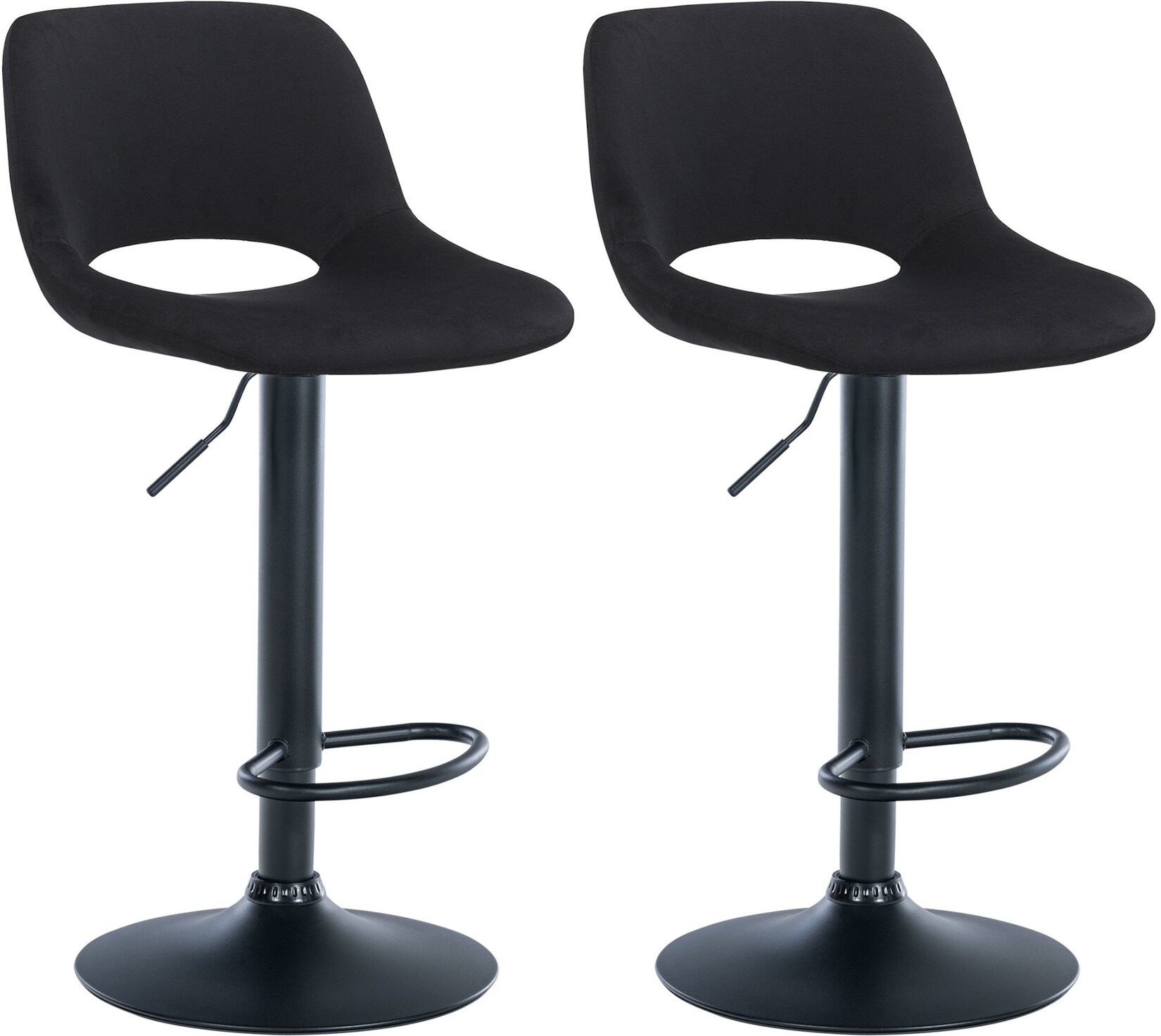CLP 2er Set Barhocker Camden Samt schwarz Farbe: schwarz, Material Gestell: Metall matt schwarz