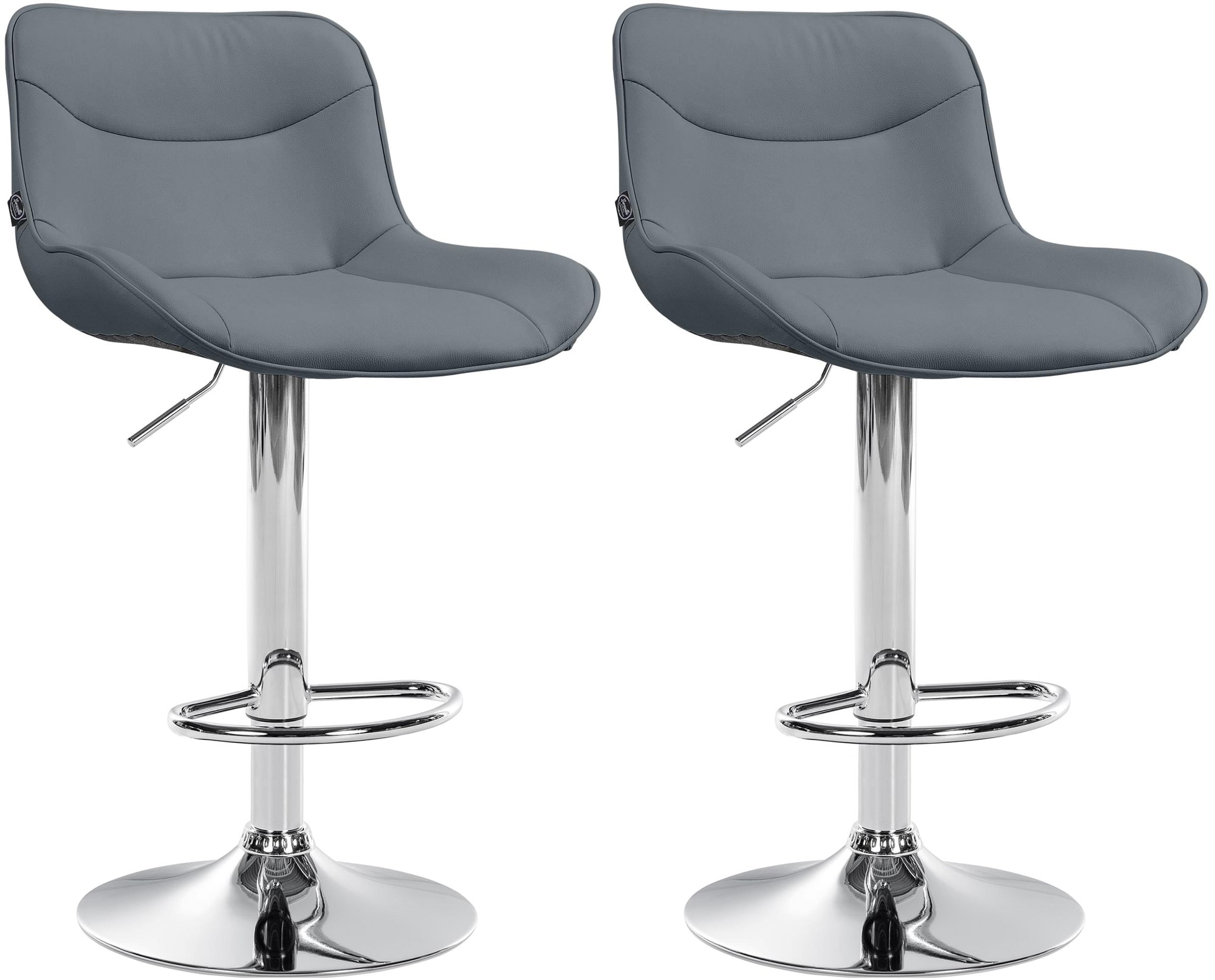 CLP 2er Set Barhocker Vonore Kunstleder I H&ouml;henverstellbar mit Lehne und 360 Grad drehbar I Inkl. Fu&szlig;st&uuml;tze und Metallgestell 