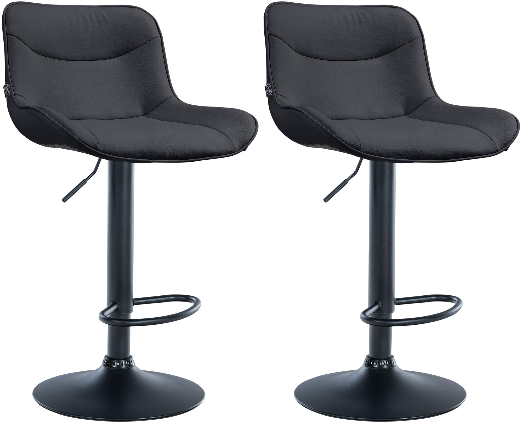 CLP 2er Set Barhocker Vonore Kunstleder schwarz - Farbe: schwarz, Gestellfarbe: schwarz 