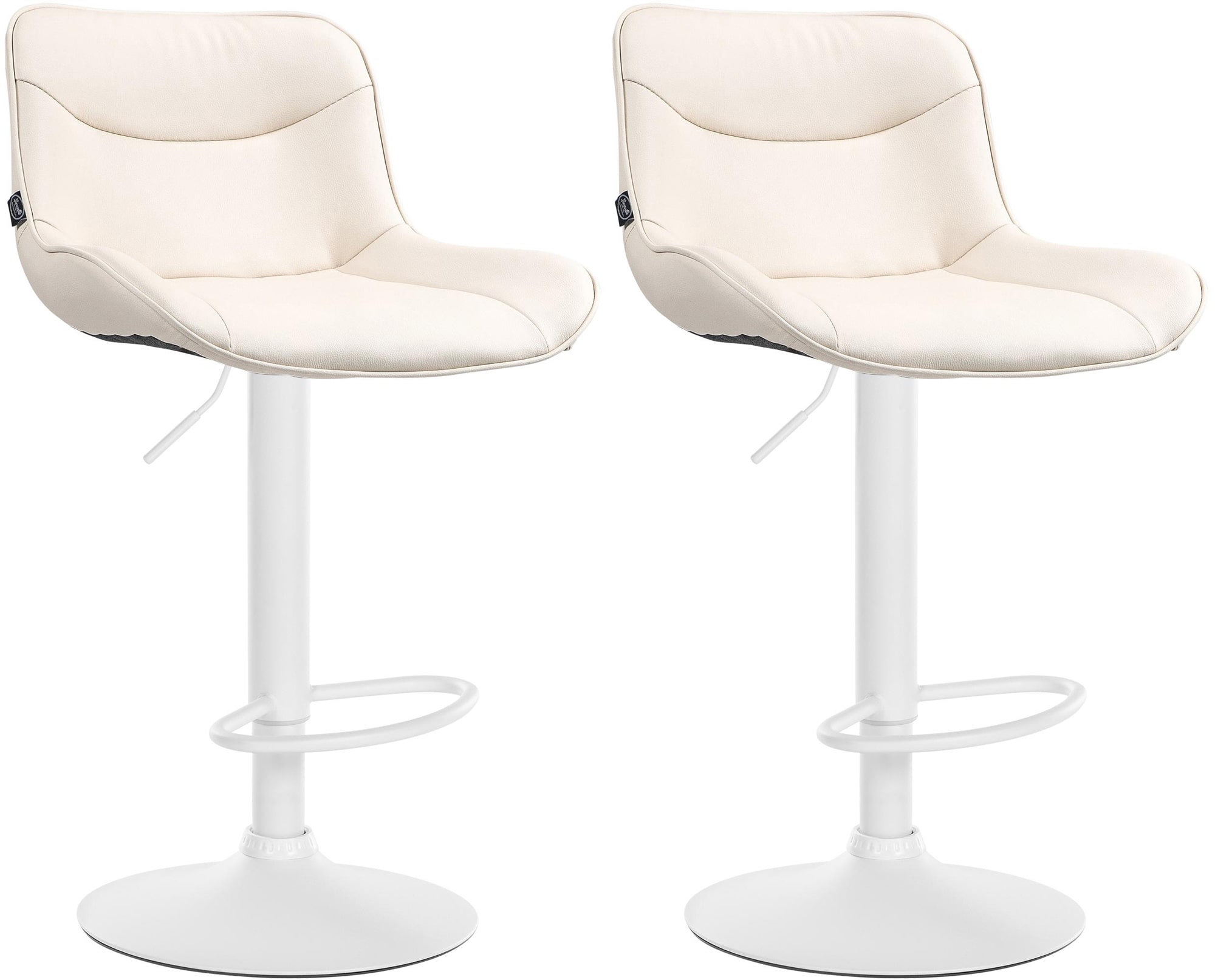 CLP 2er Set Barhocker Vonore Kunstleder I H&ouml;henverstellbar mit Lehne und 360 Grad drehbar I Inkl. Fu&szlig;st&uuml;tze und Metallgestell 