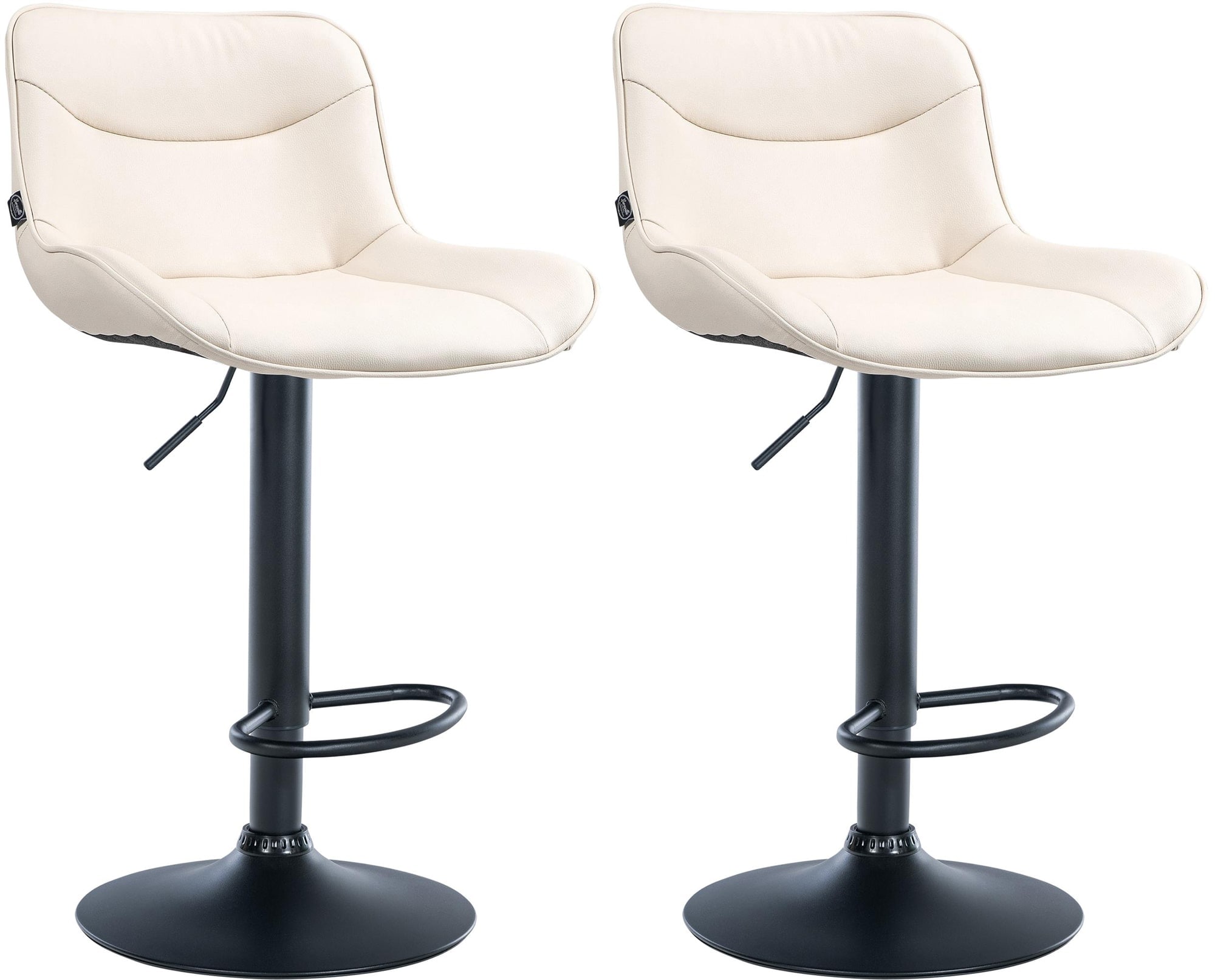 CLP 2er Set Barhocker Vonore Kunstleder I H&ouml;henverstellbar mit Lehne und 360 Grad drehbar I Inkl. Fu&szlig;st&uuml;tze und Metallgestell 