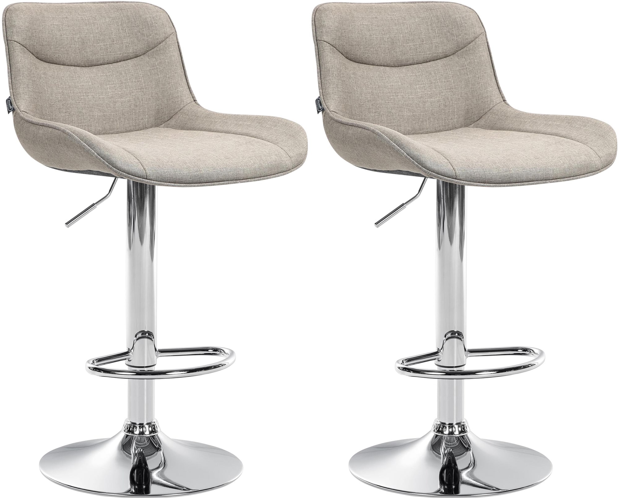 CLP 2er Set Barhocker Vonore Stoff I Mit Lehne, H&ouml;henverstellbar und 360 Grad drehbar I Mit Fu&szlig;st&uuml;tze, Metallgestell und Bodenschoner 