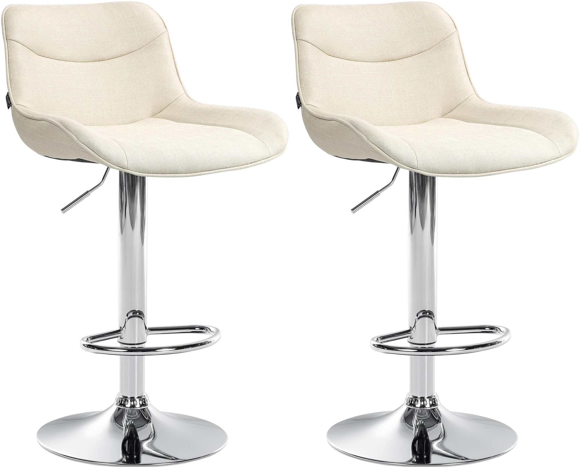 CLP 2er Set Barhocker Vonore Stoff I Mit Lehne, H&ouml;henverstellbar und 360 Grad drehbar I Mit Fu&szlig;st&uuml;tze, Metallgestell und Bodenschoner 